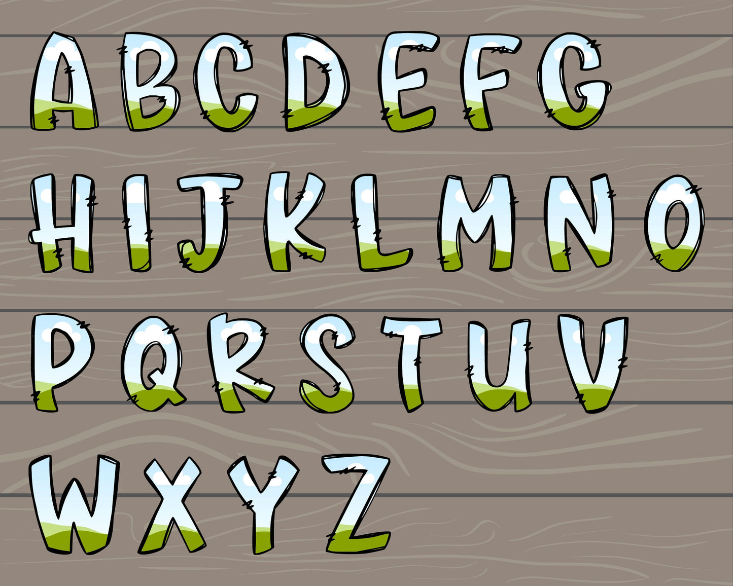 Design Your Own Doodle Letters on Canva, Doodle Uppercase Letters Canva Template, Drag and Drop, Editable Canva Letters, Canva Frames Bundle