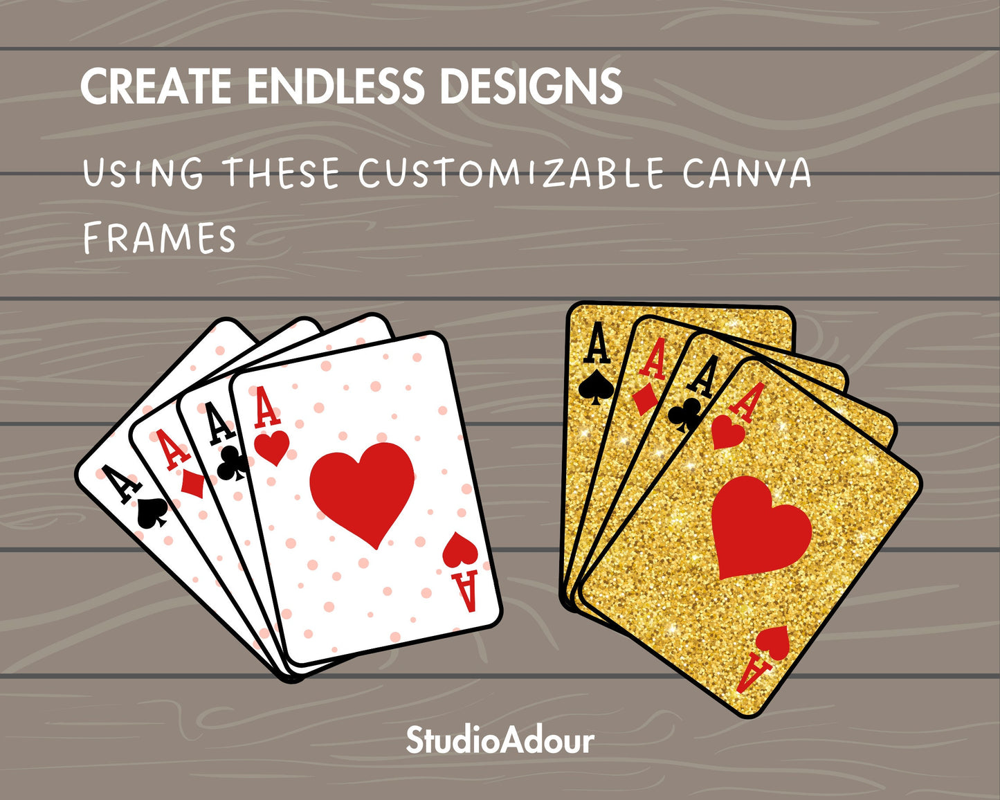 Design Your Own 4 Playing Cards Canva Frames, Ace Playing Cards Canva Template, Drag and Drop Photo, Sublimation Design, Editable Poker Card