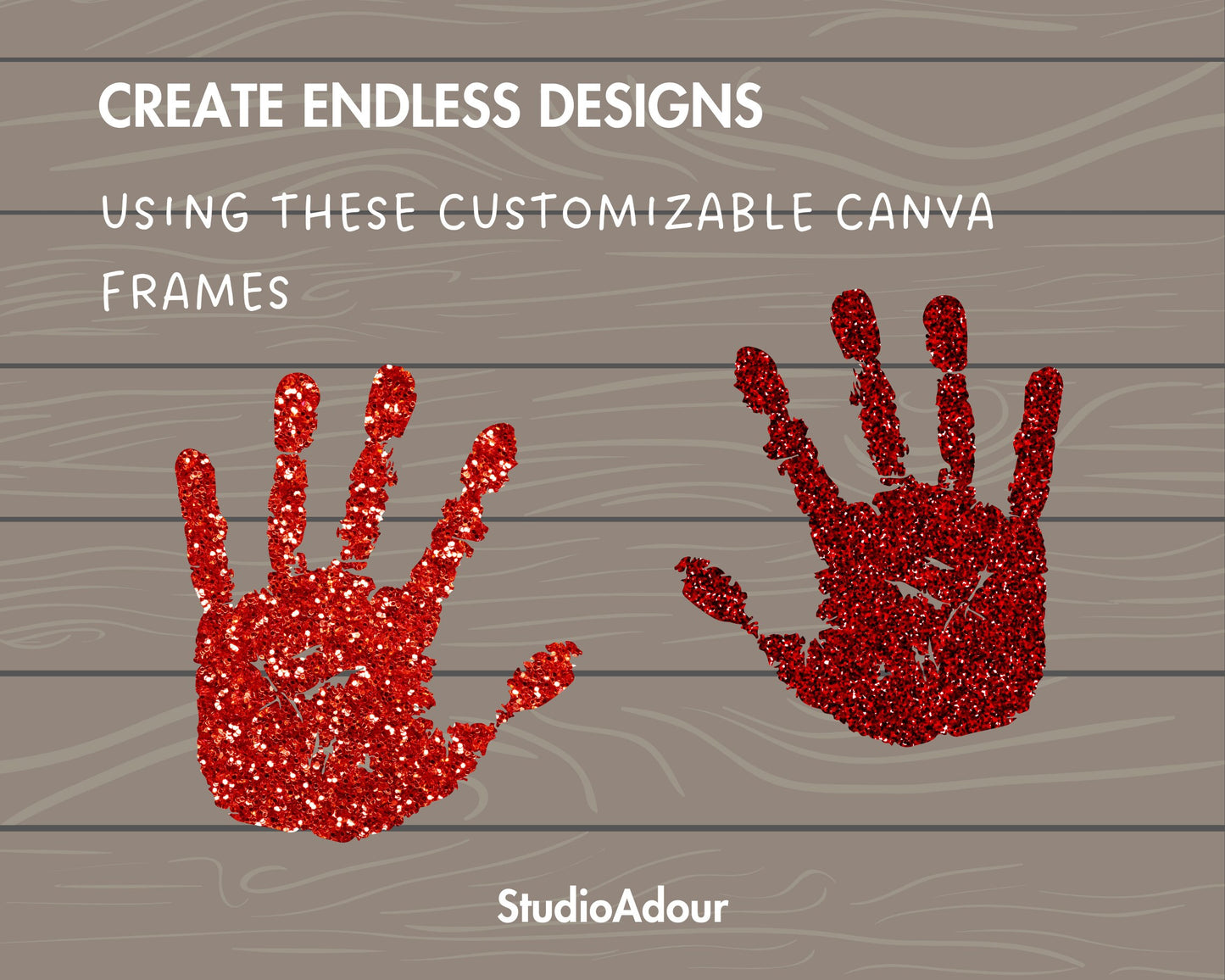 Design Your Own Hand Print Canva Frames, Human Hand Canva Template, Drag and Drop, Canva Frames Bundle, Editable Double Hands, School Art