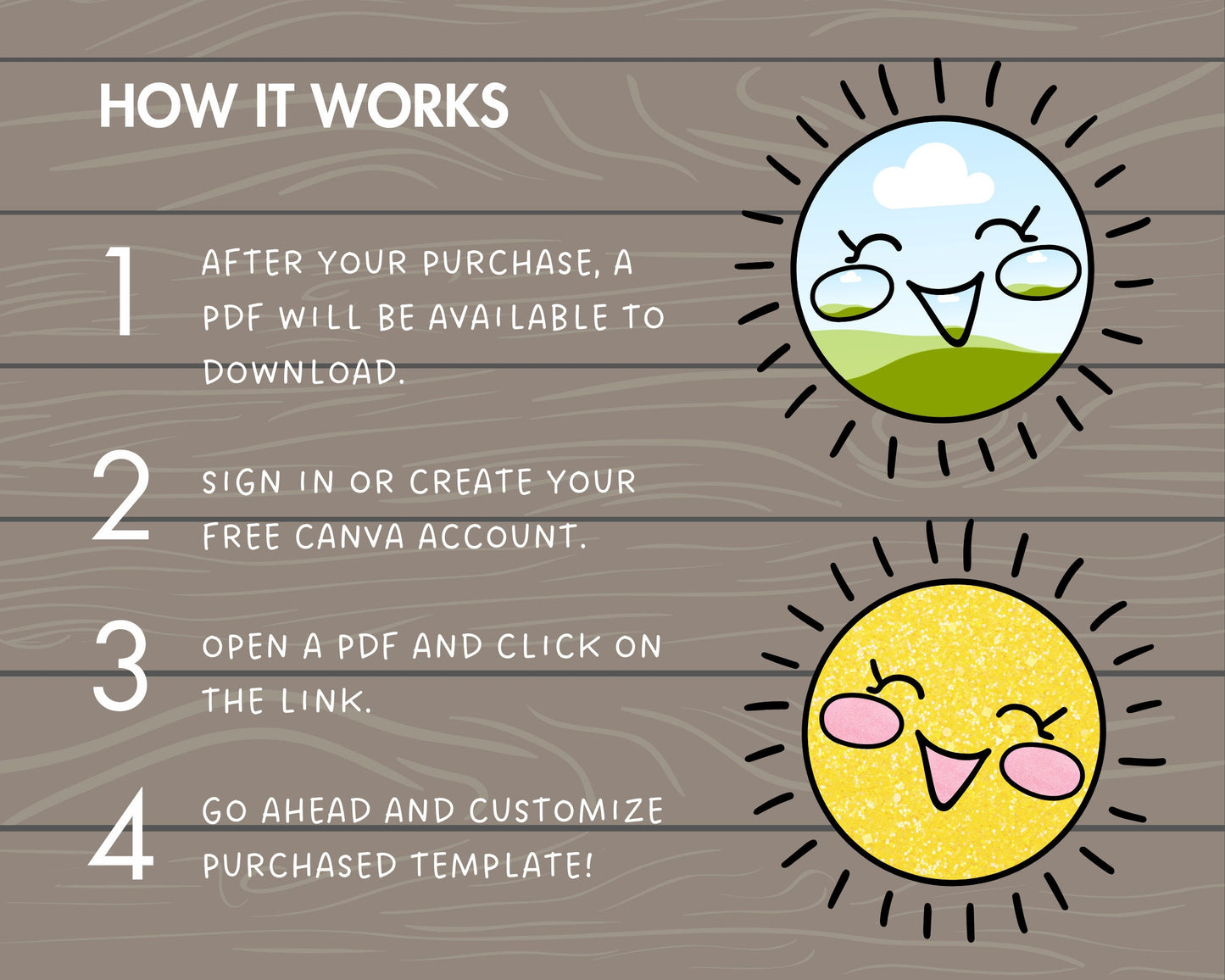 Design Your Own Smiling Sun Canva Frames, Happy Summer Sunshine Canva Template, Editable Cute Sun, Canva Frames Bundle, Beach Day Sun