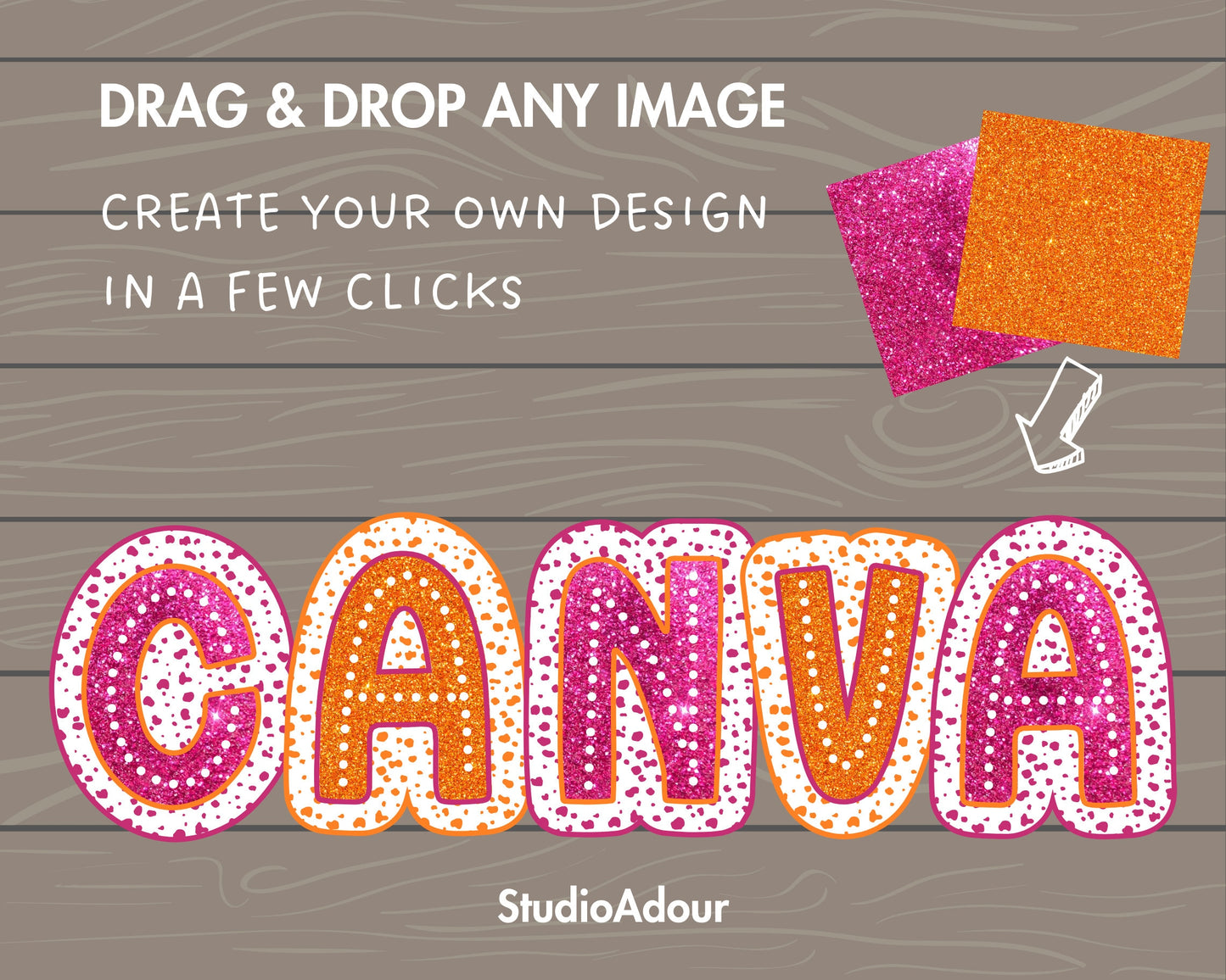 Design Your Own Dalmatian Dots Letters, Dalmatian Alphabet Canva Template, Drag and Drop, Canva Frames, Dalmatian Spots Letters & Numbers