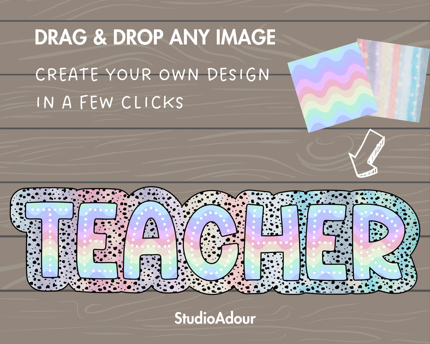 Design Your Own Teacher Design, Teacher Design Template, Drag and Drop Canva Frame, DIY Teacher Canva Frame, Dalmatian Dots, Dalmatian Spot