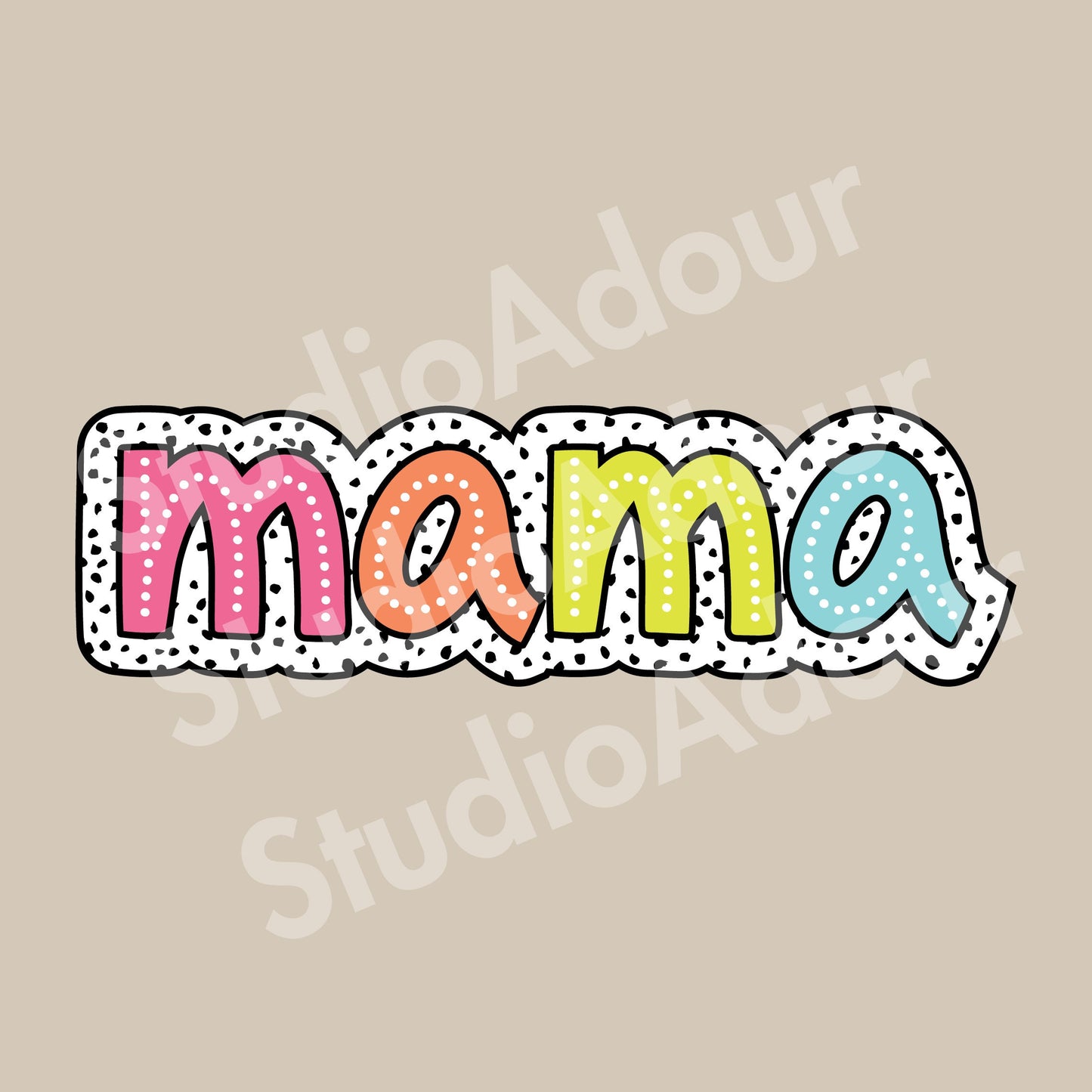 Mama SVG, Doodle Mama PNG, Bright Doodle, Dalmatian Dots, Mother's Day Design, Mom Shirt, Sublimation Design, Trendy Mom PNG, Commercial Use