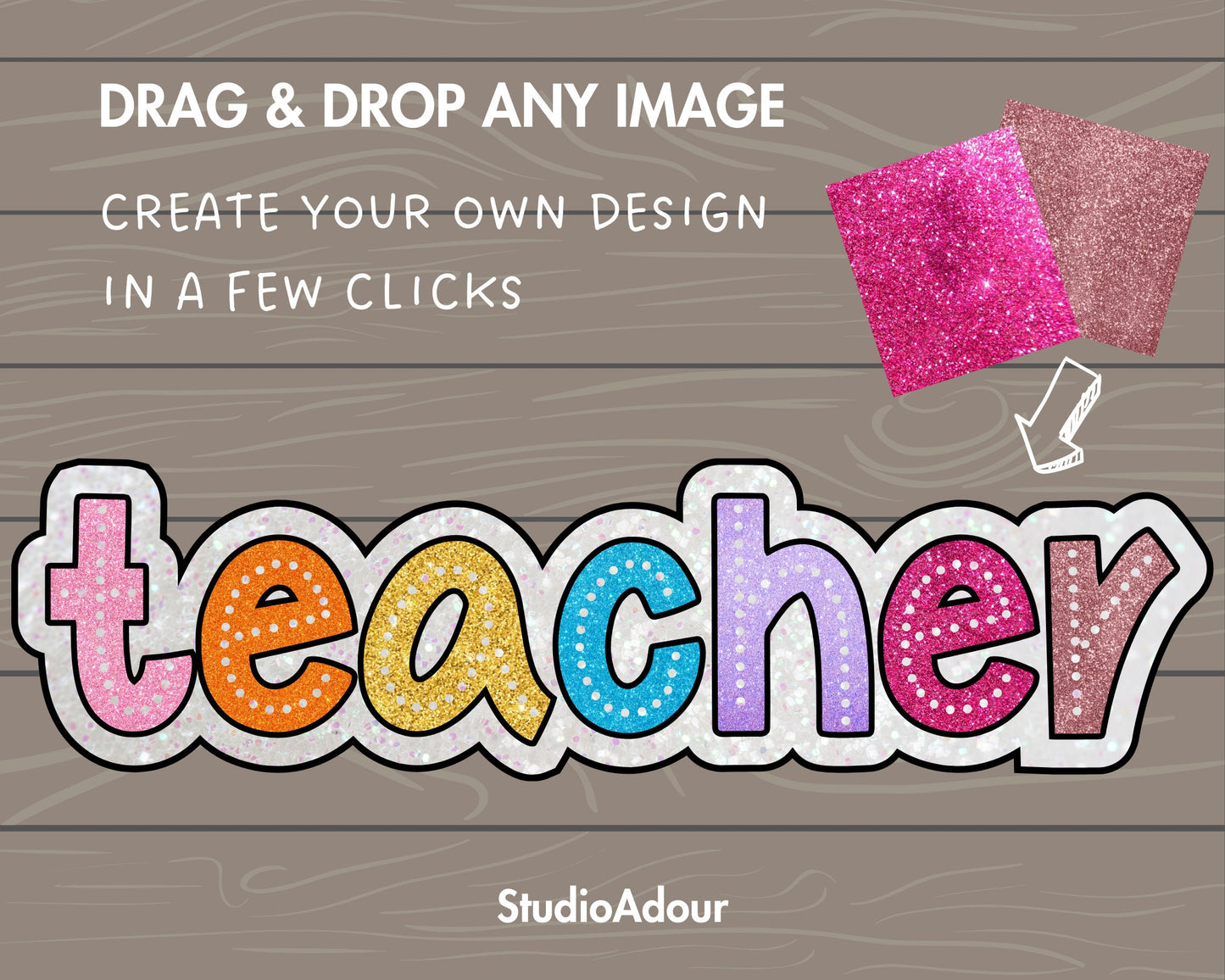 Design Your Own Teacher Design, Teacher Design Template, Drag and Drop Canva Frame, Editable Canva Frame, Colorful Teacher, School Spirit