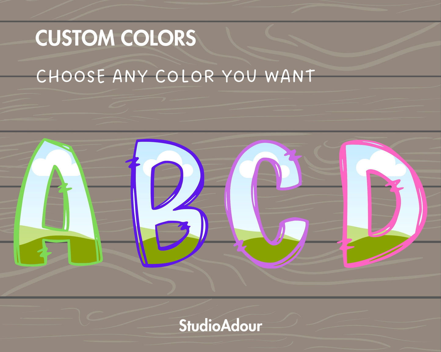 Design Your Own Doodle Letters on Canva, Doodle Uppercase Letters Canva Template, Drag and Drop, Editable Canva Letters, Canva Frames Bundle