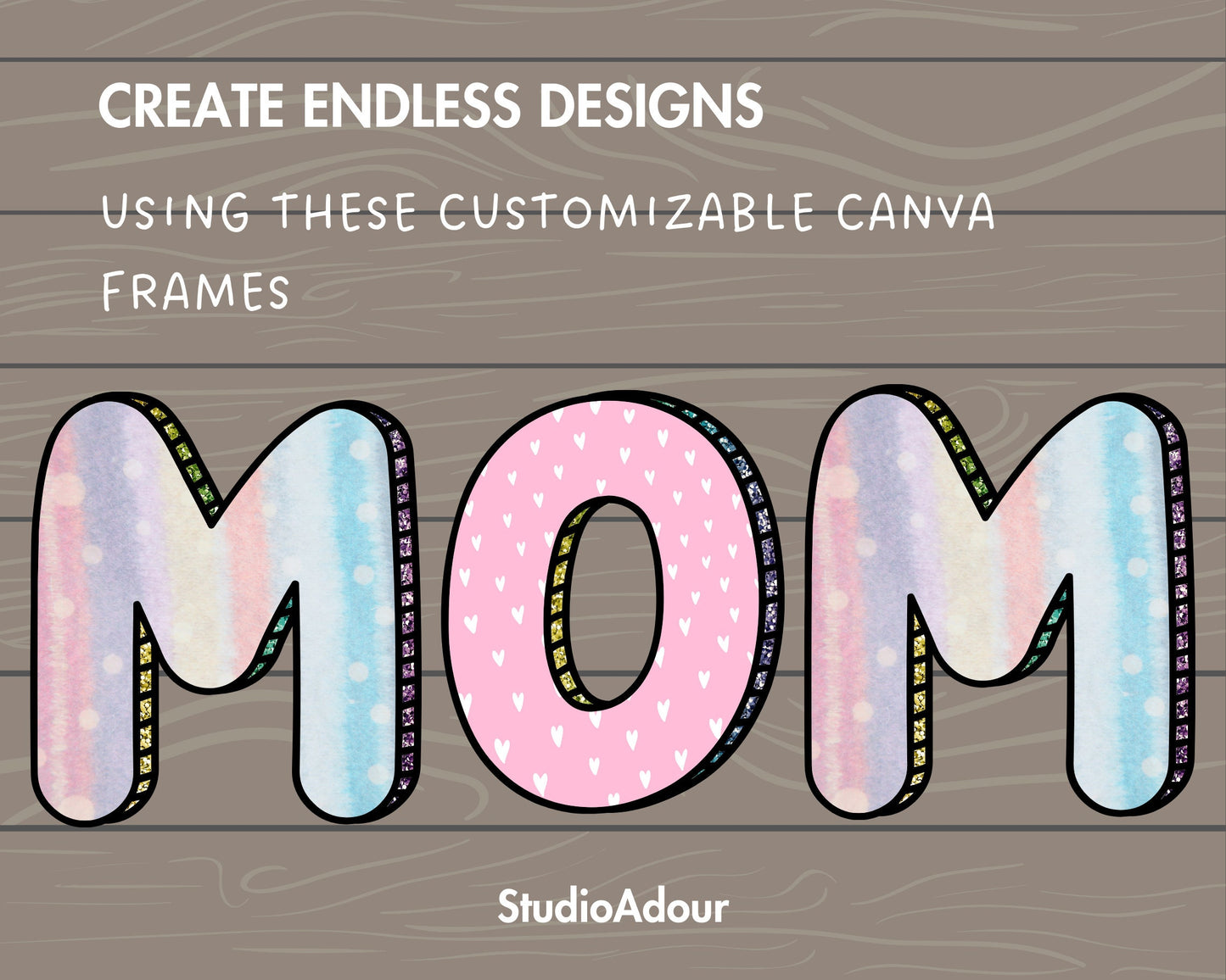 Design Your Own Doodle Alphabet on Canva, Doodle Letters Canva Template, Drag and Drop, Editable Letters , DIY Alphabet, Canva Frames Bundle