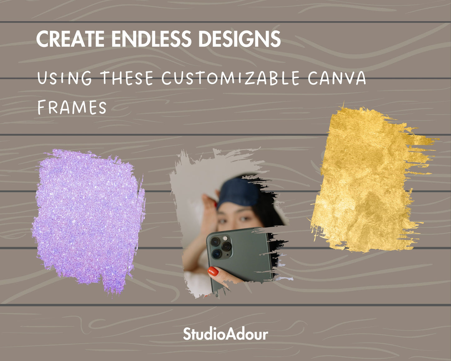 Design Your Own Bleach Effect Distressed Edge Canva Frames, Grunge Pages Canva Template, Editable, Photo Collage, Grunge Frames Bundle
