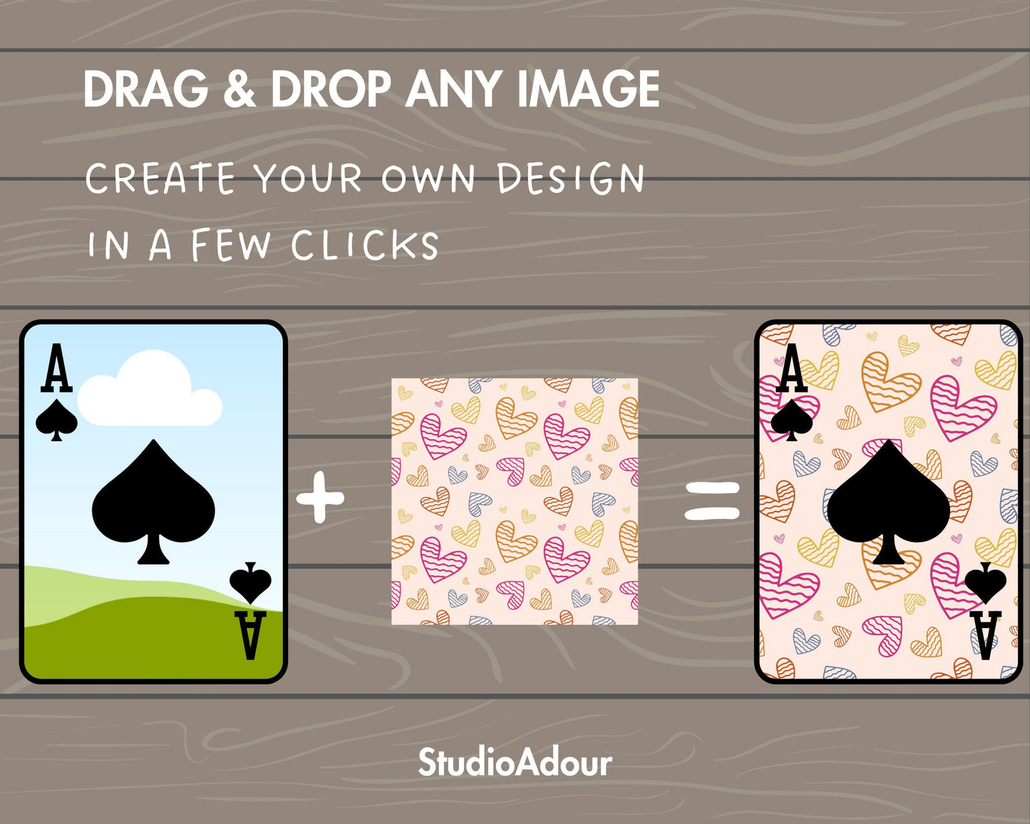 Design Your Own 4 Playing Cards Canva Frames, Ace Playing Cards Canva Template, Drag and Drop Photo, Sublimation Design, Editable Poker Card