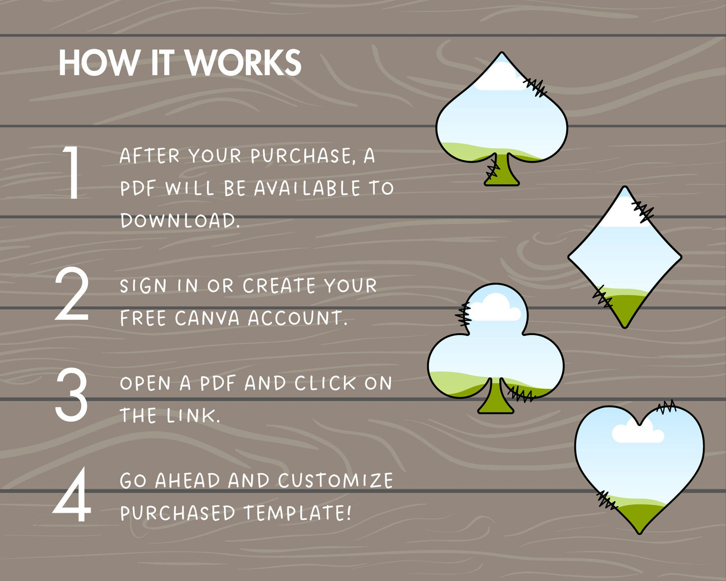 Design Your Own Playing Cards Symbols Canva Frames, Card Game Symbols Canva Template, Drag and Drop, Doodle Card Symbols, Playing Card Suit