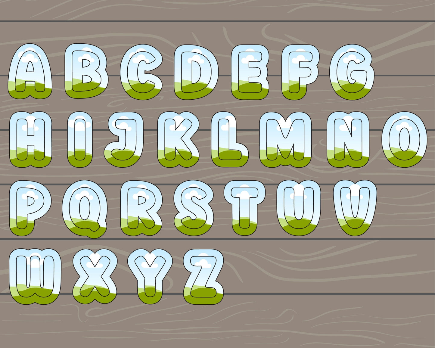 Design Your Own Uppercase Letters & Numbers Canva Frames, Doodle Alphabet Canva Template, Easy Drag and Drop, Sublimation Design Letters PNG