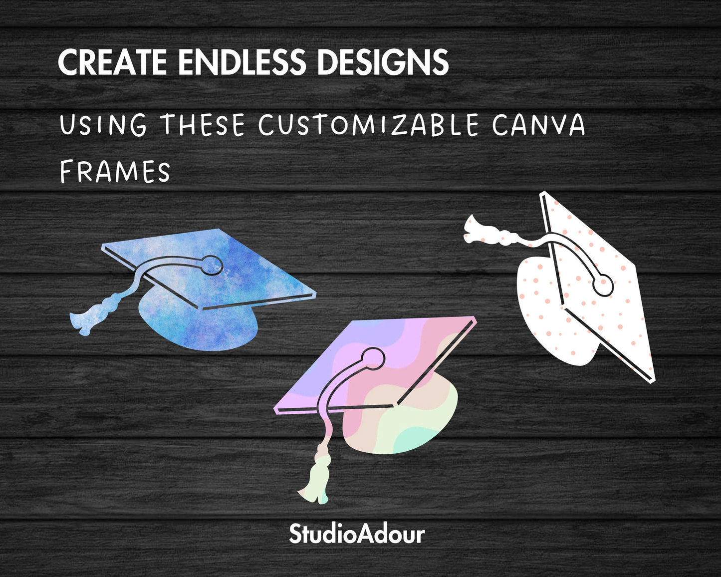 Design Your Own Graduation Cap on Canva, Editable Canva Template, Canva Frames Bundle, Graduate Clipart, Class of 2023, Sublimation Design