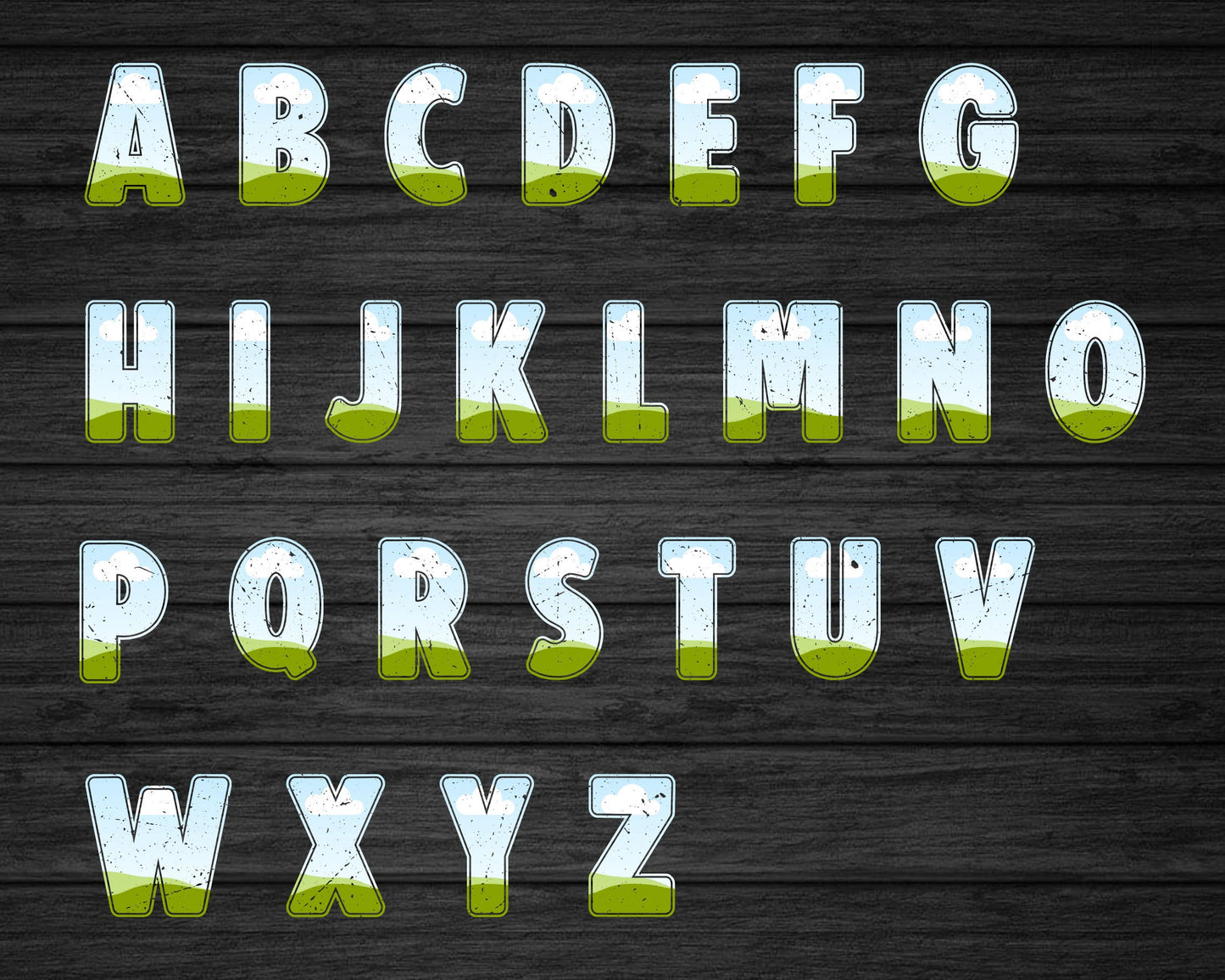 Design Your Own Distressed Letters on Canva, Grunge Alphabet Canva Template, Easy Drag and Drop, Canva Frames Bundle, Letters and Numbers