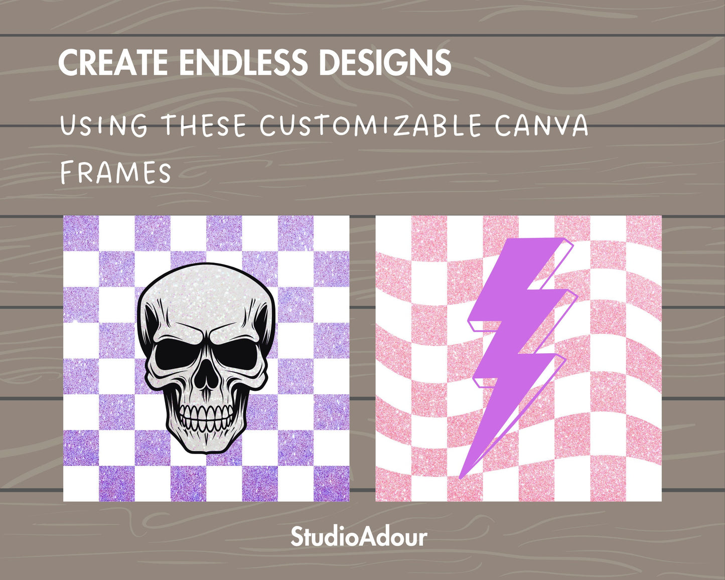 Design Your Own Checkered Canva Frames, Check Background Canva Template, Drag and Drop, Seamless Checkered Pattern, Checkered Bundle