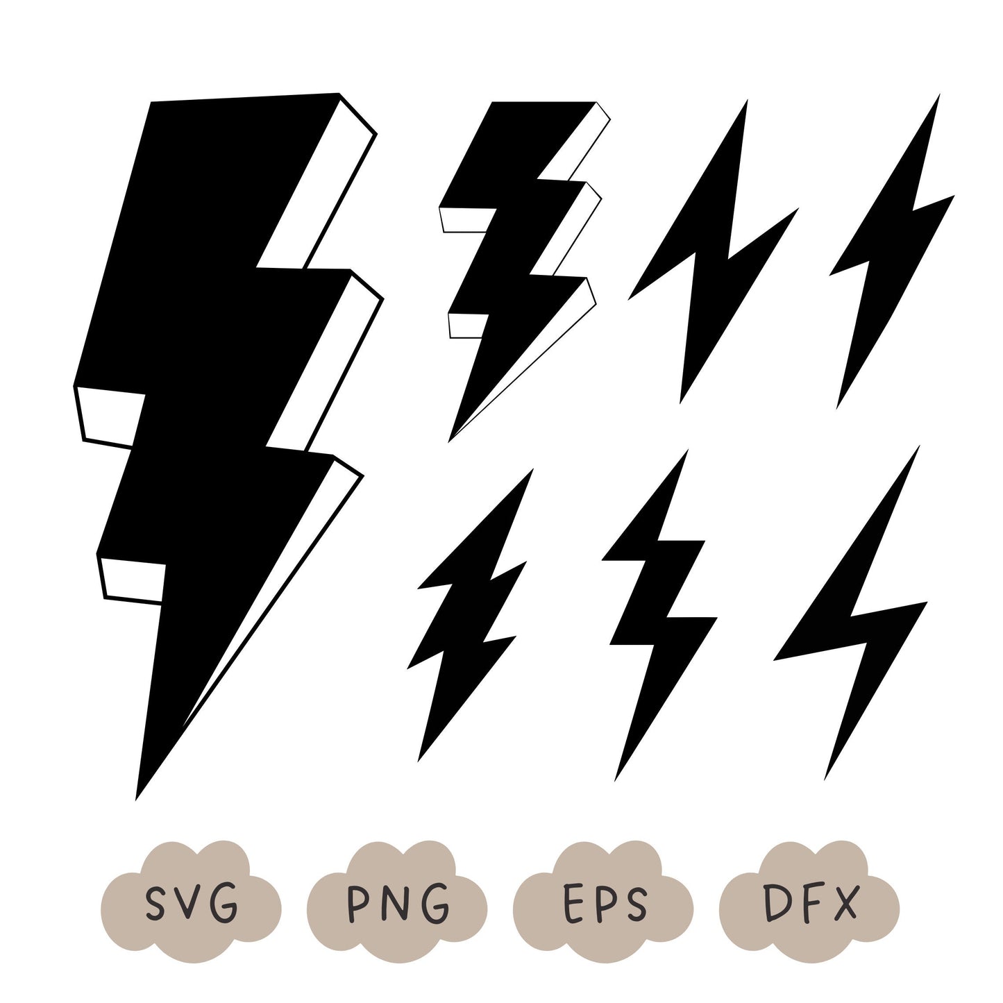 Lightning Bolt SVG, Lightning Strike, Lightning SVG Bundle, Thunder Silhouette, Flash Symbol, Weather SVG, Lightning Strike, Commercial Use