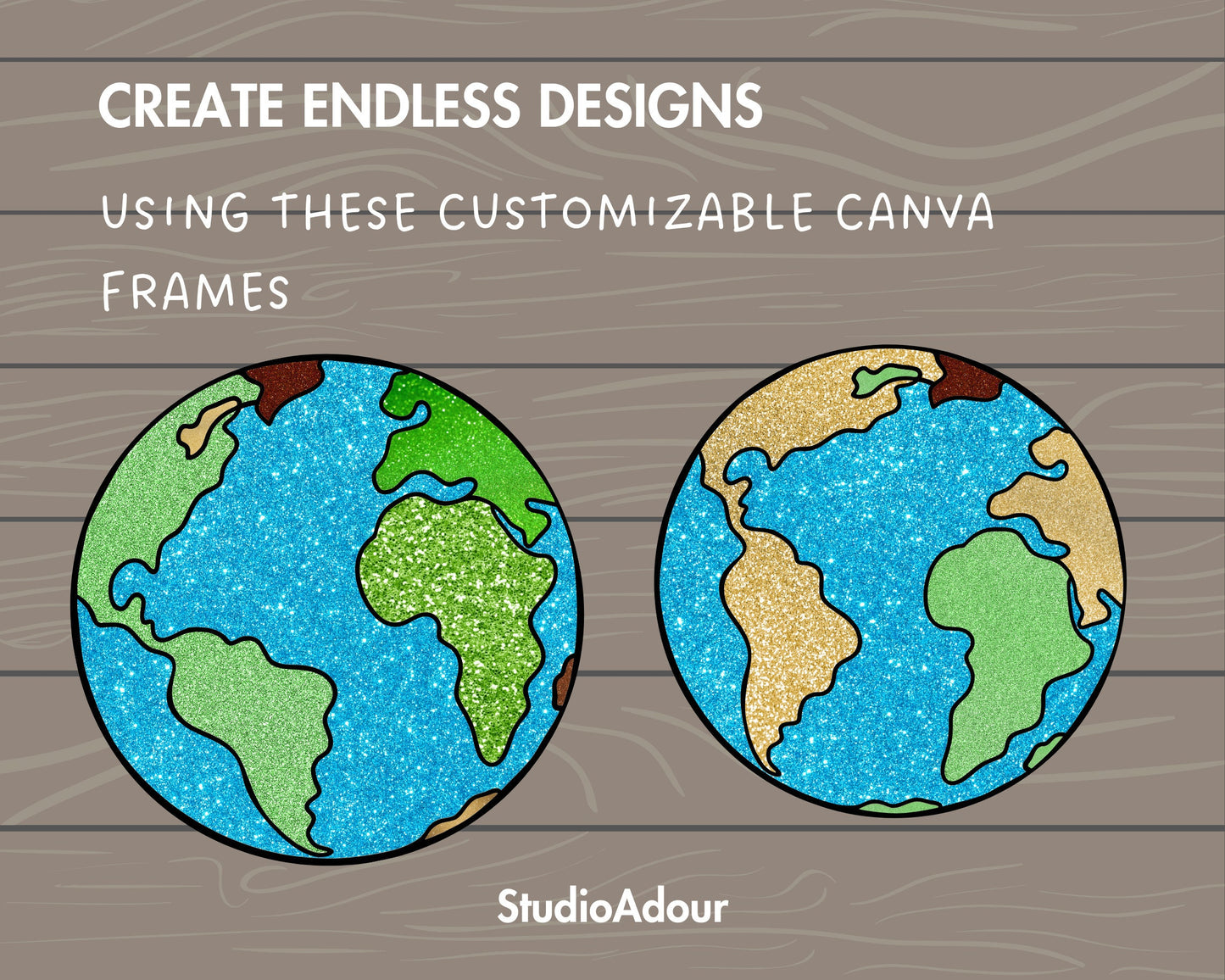 Design Your Own Planet Earth on Canva, Globe Canva Template, Easy Drag & Drop, Planet Clipart, Layered Earth, World Map Silhouette