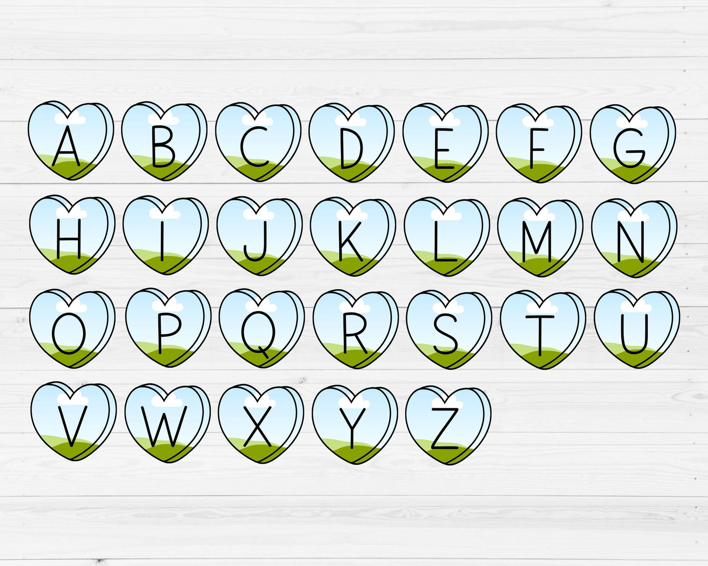 Design Your Own Heart Letters on Canva, Heart Alphabet Canva Template, Drag and Drop, Uppercase Letters & Numbers PNG, Sublimation Design,
