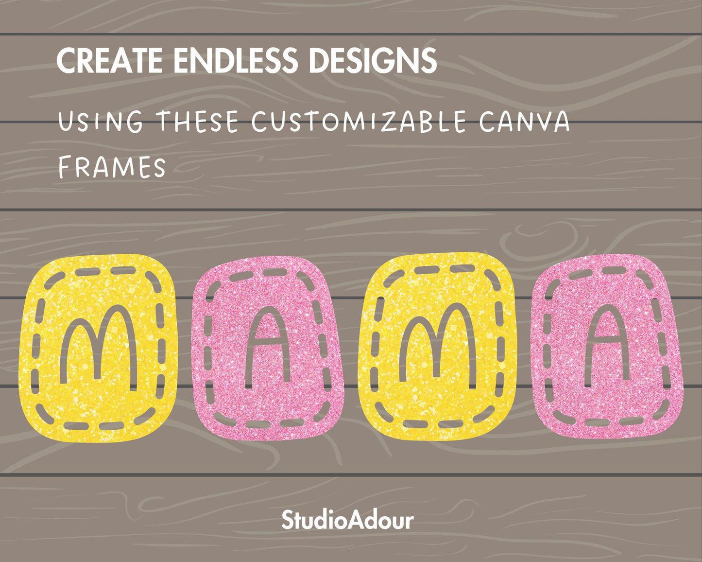 Design Your Own Stich Patch Letters on Canva, Doodle Letters Canva Frames Bundle, Canva Letters Template, Drag and Drop, Digital Stitch