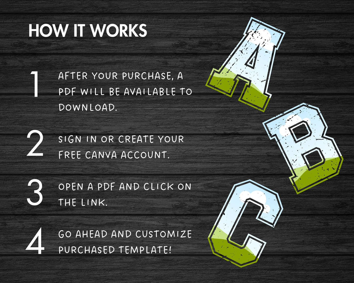 Design Your Own Varsity Distressed Alphabet on Canva, Canva Frames Bundle, Drag and Drop, Editable Sport College Letters Canva Template