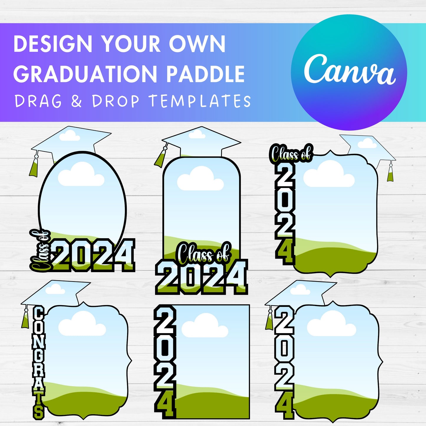 Design Your Own Graduation Paddle Canva Frames, Editable Canva Template, Drag and Drop, Sublimation Design, Graduation Party, Custom Grad,