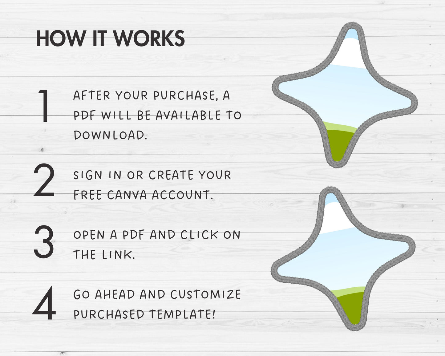 Design Your Own Faux Embroidery Stars, Digital Stitch Stars, Stars Applique, Canva Frames Bundle, Celestial Patch Duotone, Drag and Drop PNG