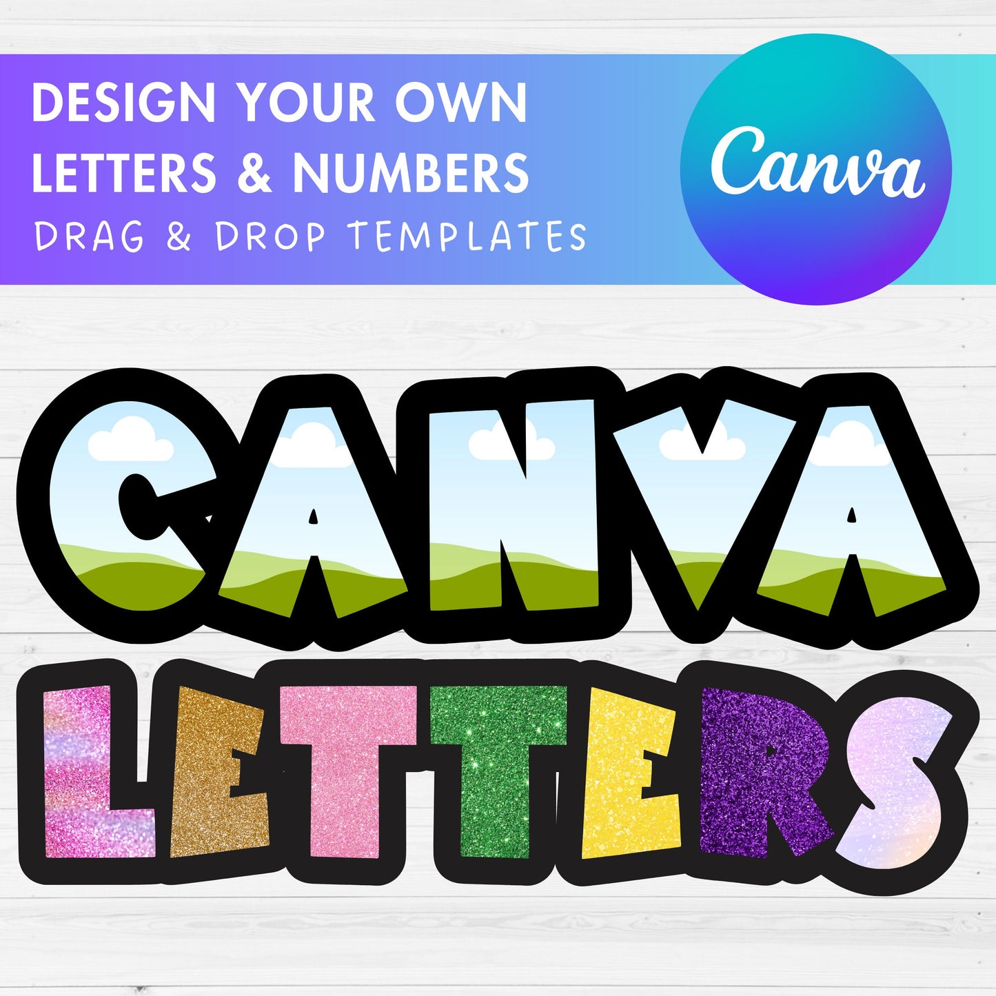 Design Your Own Uppercase Letters & Numbers Canva Frames, Doodle Alphabet Canva Template, Easy Drag and Drop, Sublimation Design Letters PNG