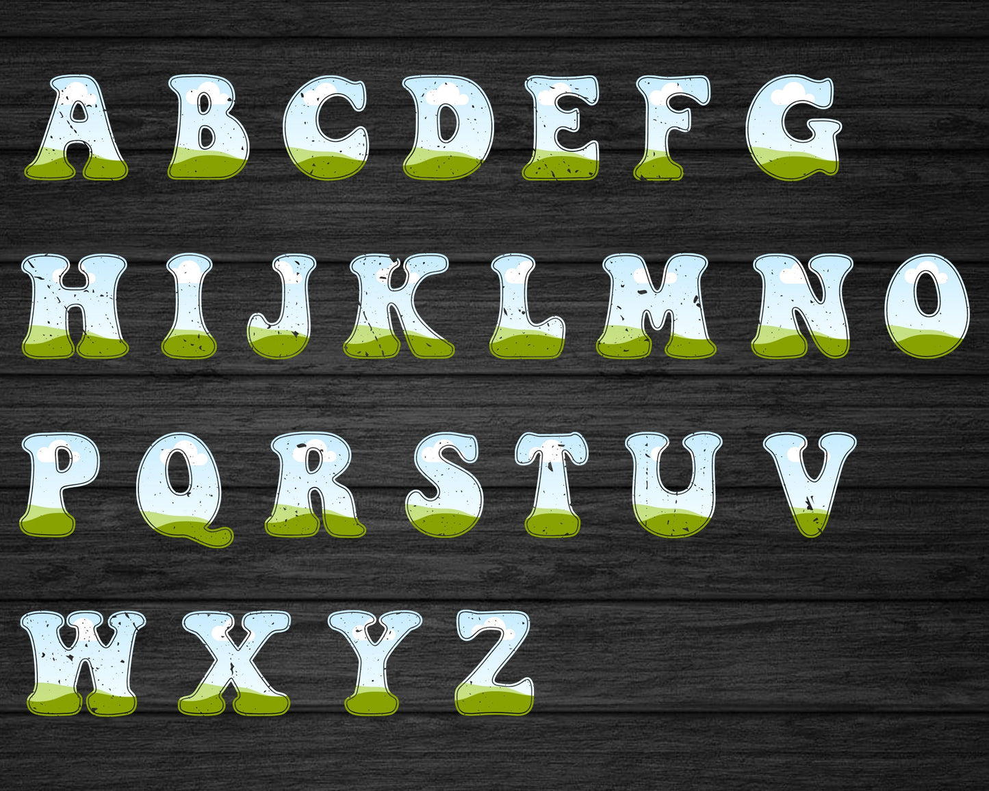 Design Your Own Groovy Distressed Alphabet on Canva, Retro Canva letters, Drag and Drop, Editable Canva Letters & Numbers, Grunge Alphabet