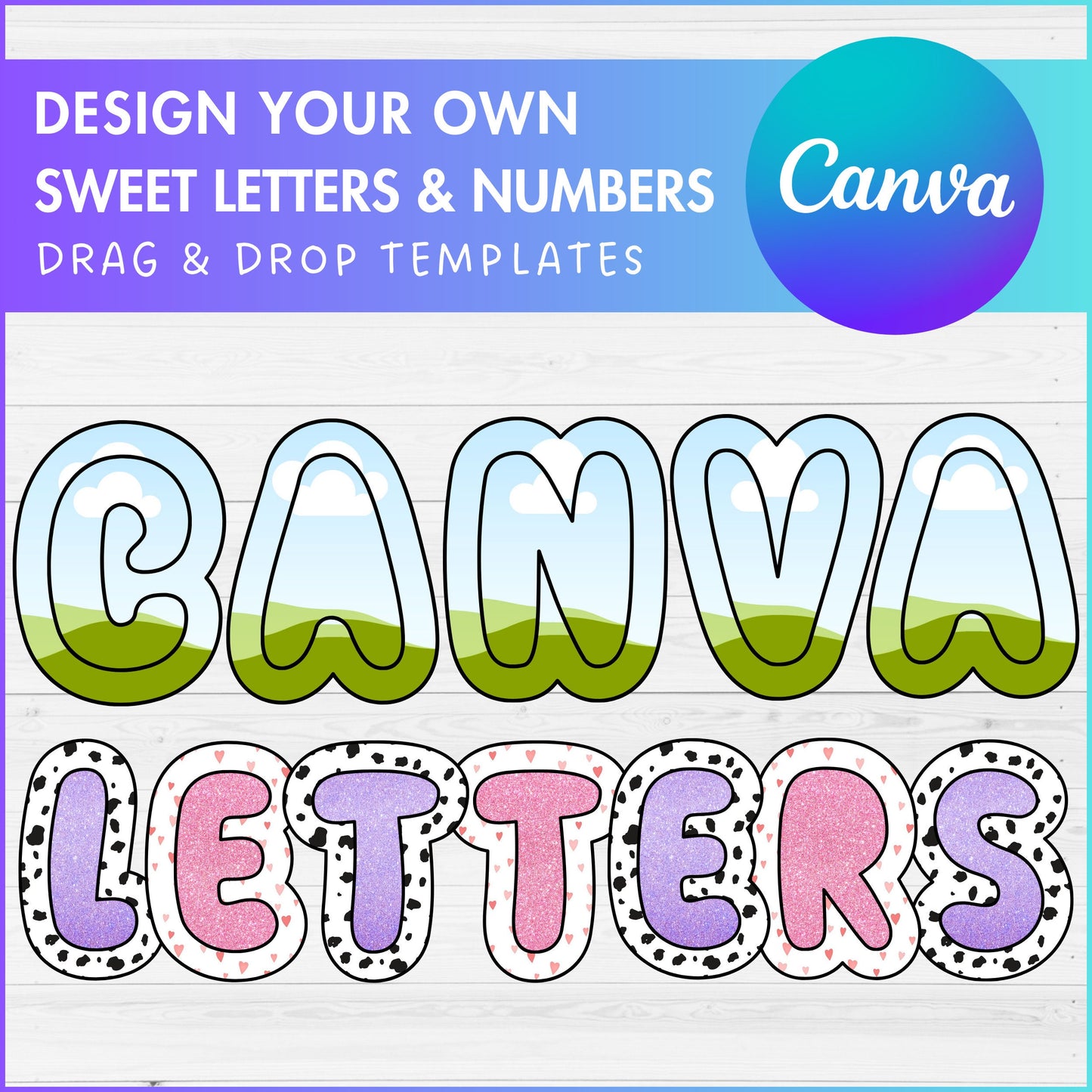 Design Your Own Uppercase Letters & Numbers Canva Frames, Doodle Alphabet Canva Template, Easy Drag and Drop, Sublimation Design Letters PNG