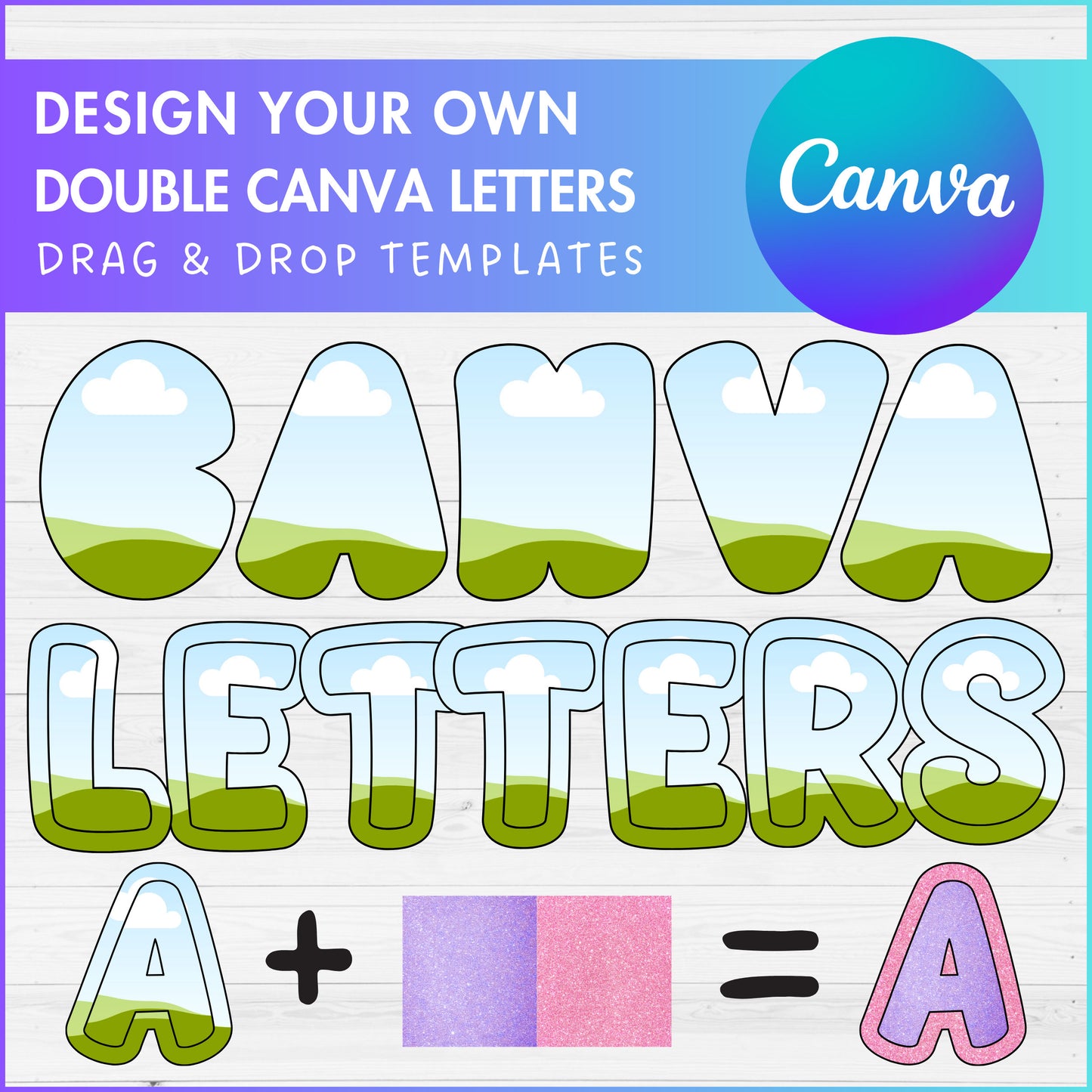 Design Your Own Double Letters, Doodle Alphabet Canva Template, Drag and Drop, Canva Frames, Canva Letters & Numbers PNG, Sublimation Design