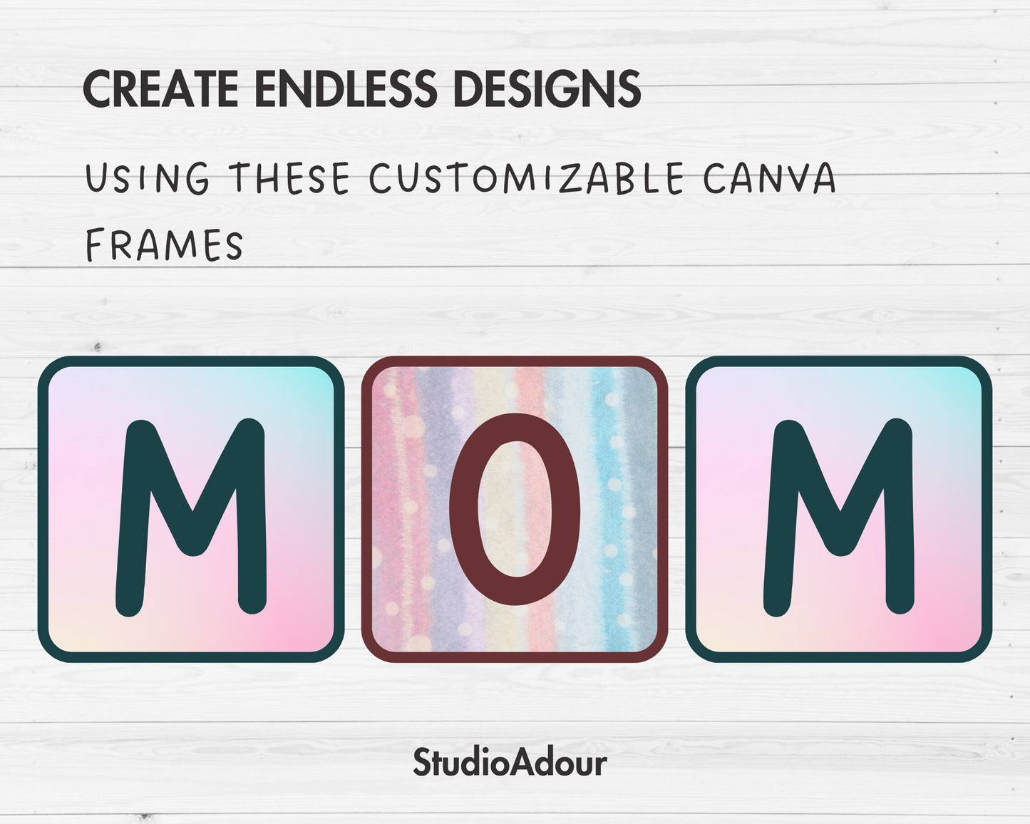 Design Your Own Cube Letters & Numbers Canva Frames, Square Doodle Alphabet Canva Template, Drag and Drop, Sublimation Design, Block Letters