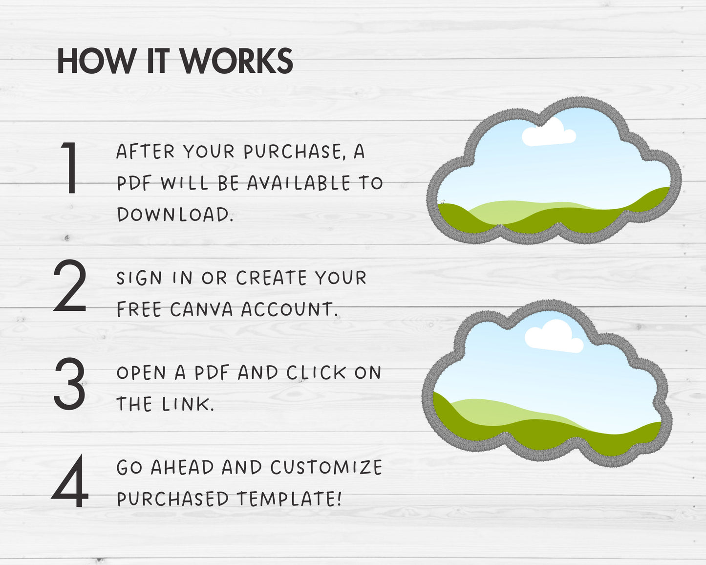 Design Your Own Faux Embroidery Clouds, Digital Stitch Paw, Fluffy Clouds Applique, Canva Frames, Cartoon Clouds Patch, Drag and Drop PNG