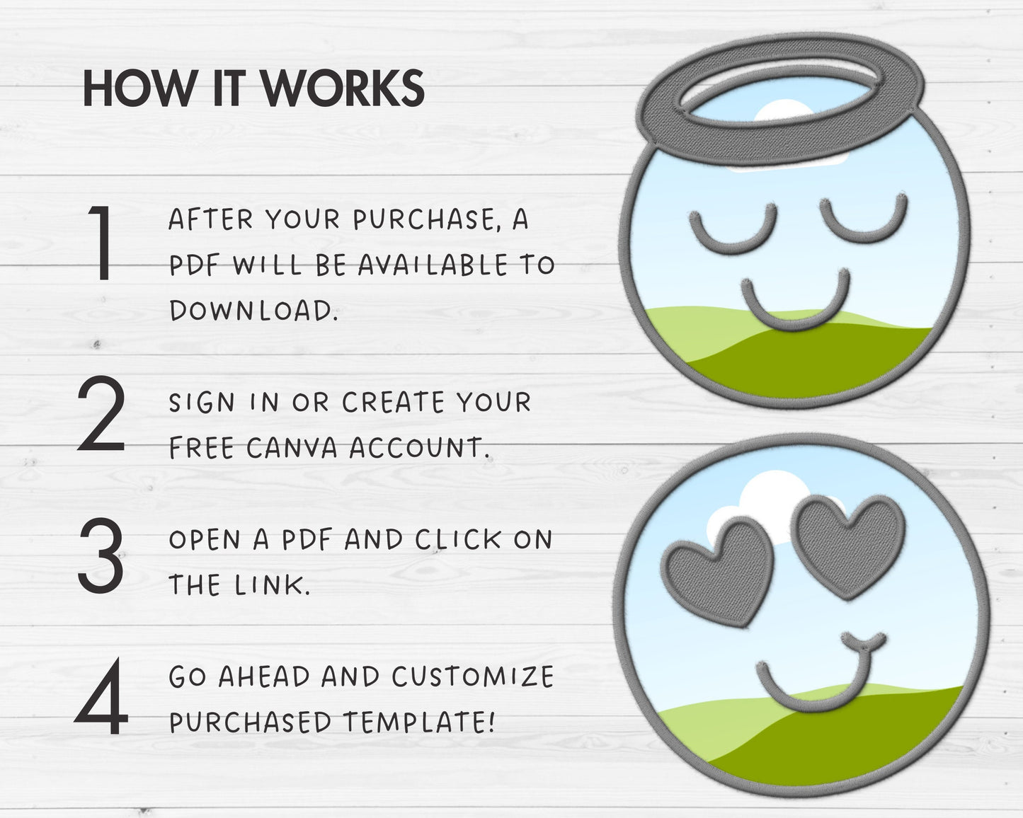 Design Your Own Faux Embroidery Faces, Digital Stitch Emotion Faces, Funny Faces Applique, Canva Frames, Faces Patch, Drag and Drop PNG
