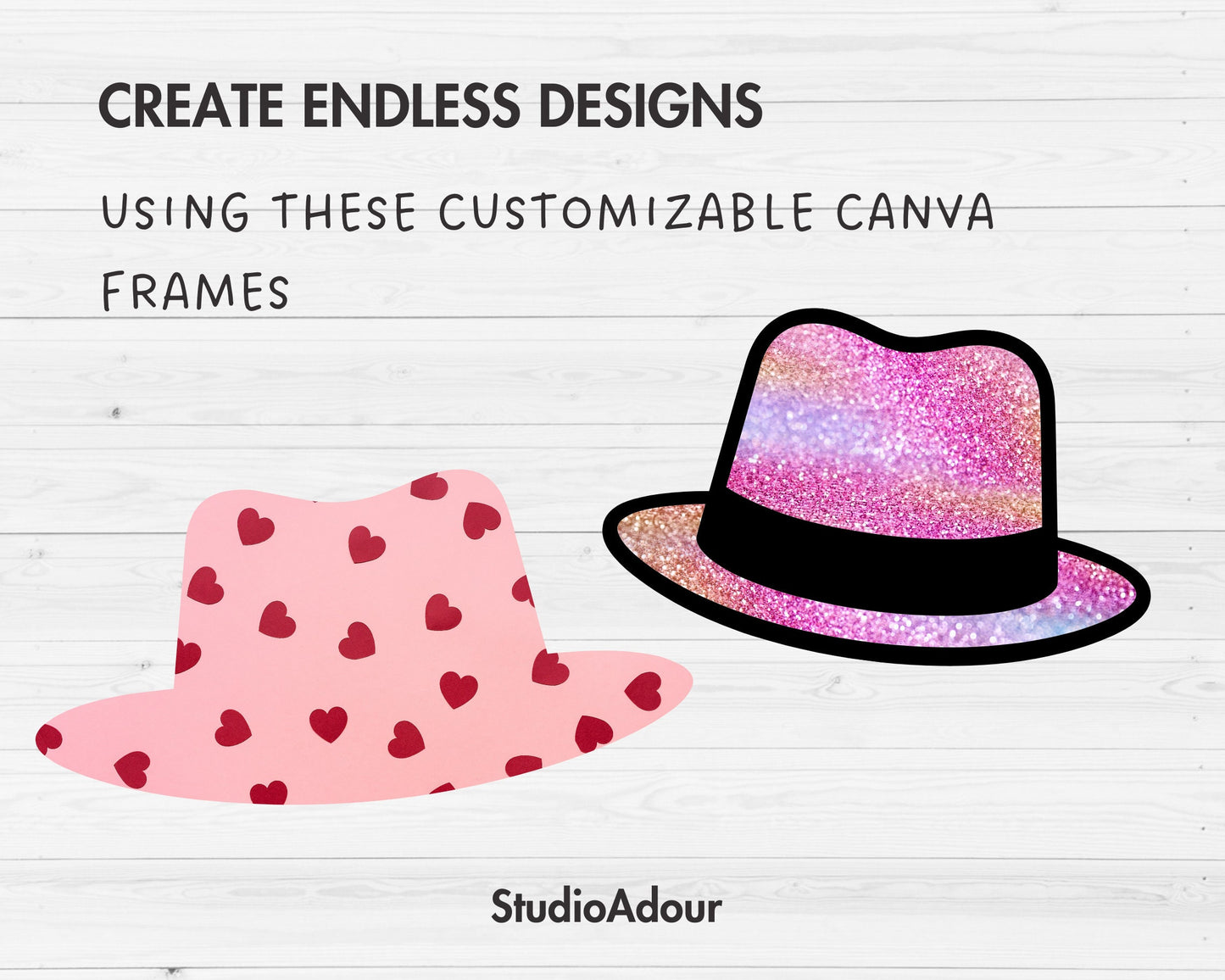 Design Your Own Hats, Canva Frames Bundle, Classic Hat Canva Template, Drag and Drop, Editable Fedora Hat, Gentleman Hat, Gangster Hats