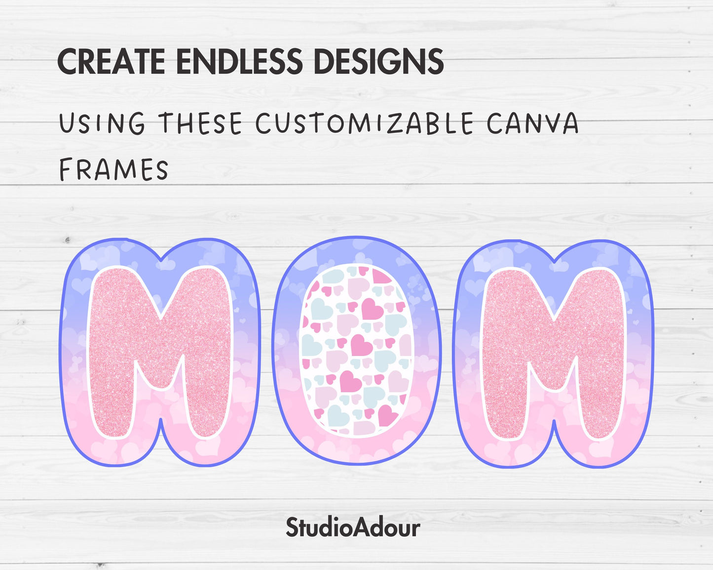 Design Your Own Uppercase Letters & Numbers Canva Frames, Doodle Alphabet Canva Template, Easy Drag and Drop, Sublimation Design Letters PNG