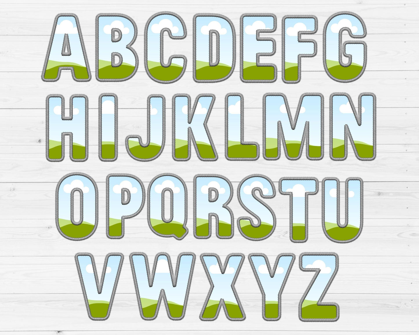 Digital Stitch Canva Alphabet PNG, Faux Embroidery Applique Letters , Canva Frames Bundle, Drag and Drop, DIY Canva Alphabet, Duotone