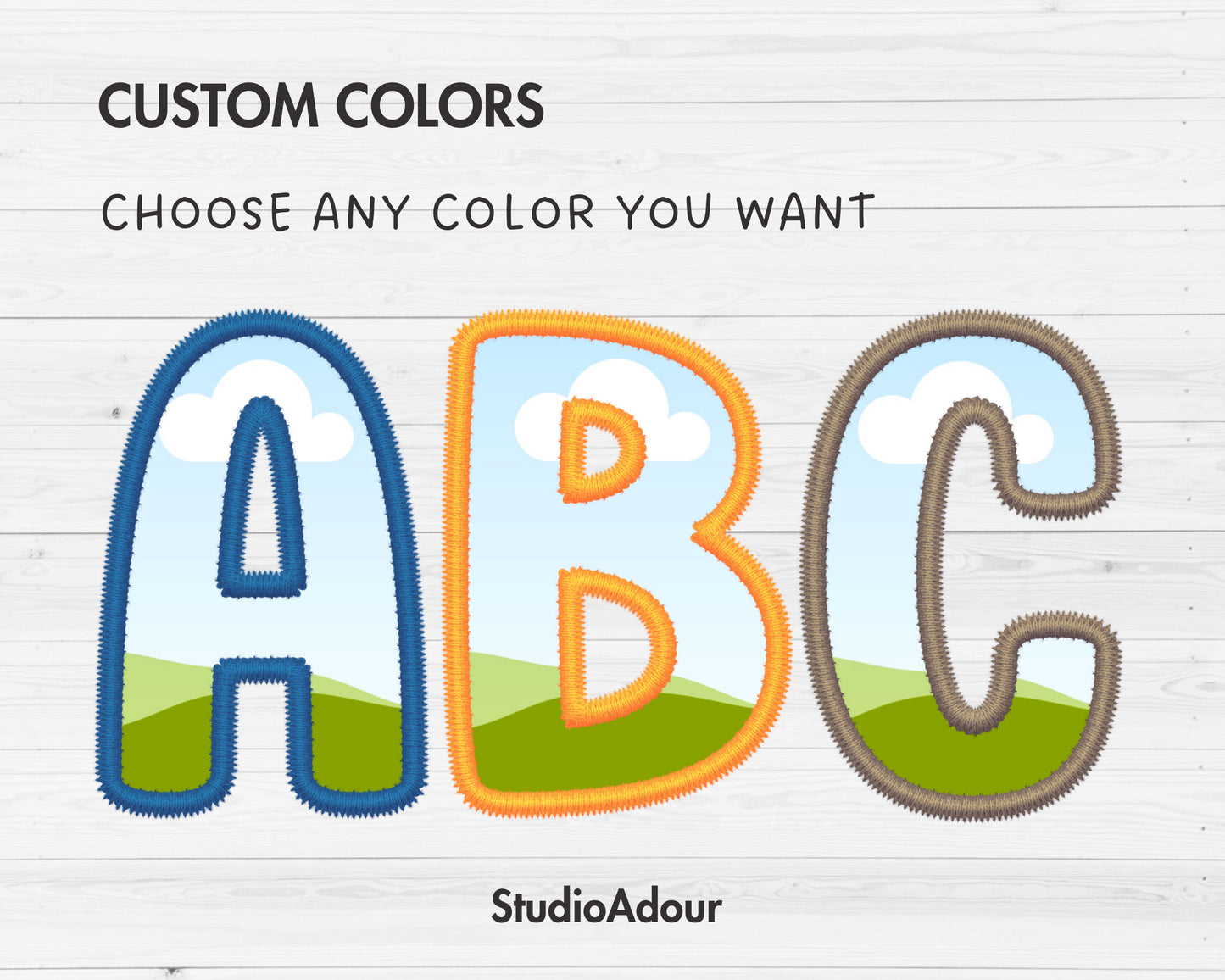 Digital Stitch Canva Letters, Faux Embroidery Applique Letters & Numbers, Canva Frames Bundle, Drag and Drop, Canva Alphabet PNG, Duotone