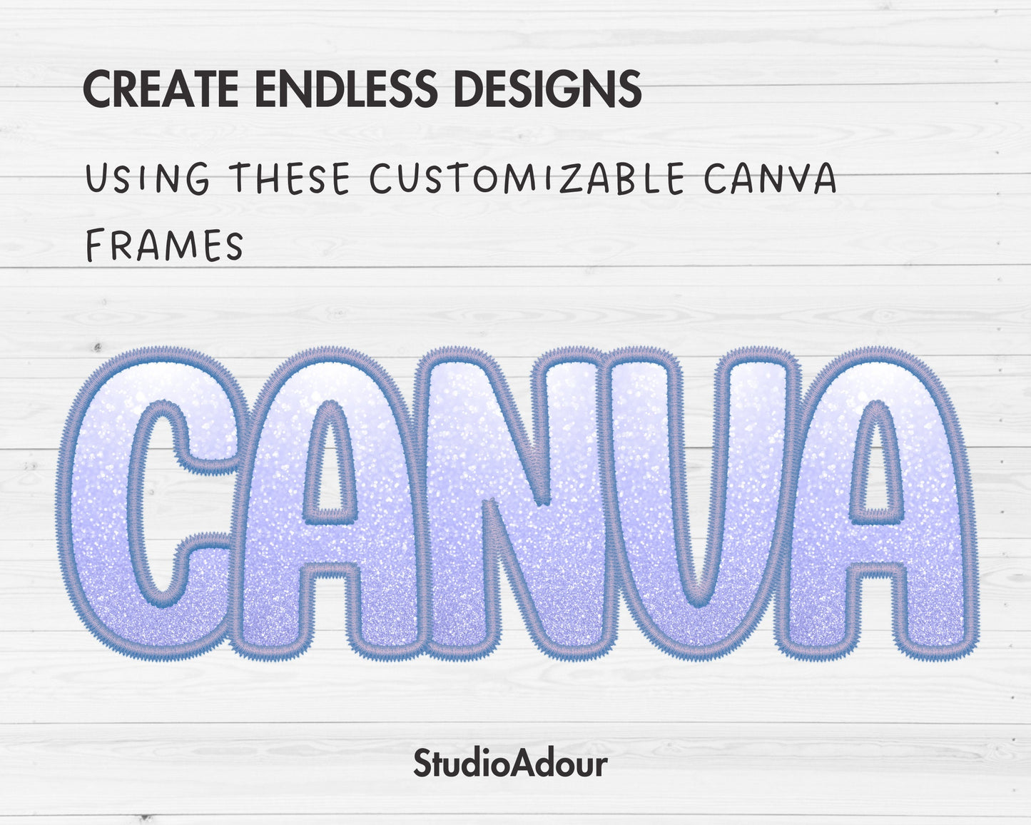 Digital Stitch Canva Letters, Faux Embroidery Applique Letters & Numbers, Canva Frames Bundle, Drag and Drop, Canva Alphabet PNG, Duotone