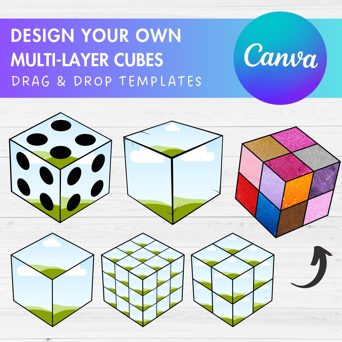Design Your Own Cube Canva Frames, 3D Cube Canva Template, Geometric Canva Frames, Square Outline, Block Shapes, 3D Box, Sublimation Design