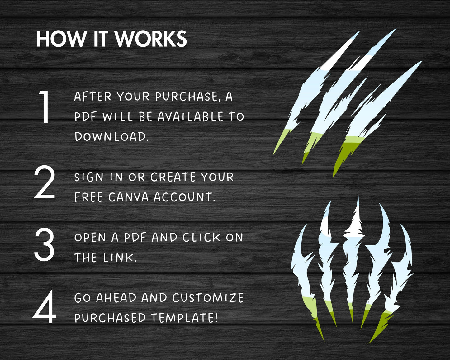 Design Your Own Claw Marks Canva Frames, Claw Scratch Canva Templates, Drag and Drop, Editable Animal Scratch, Sublimation Design, DIY Claw