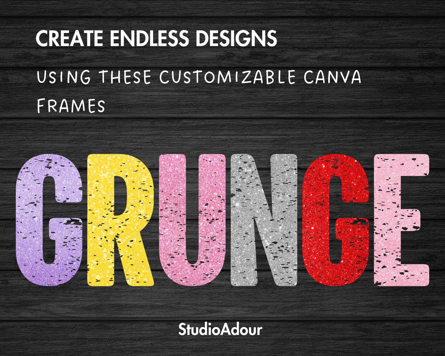Design Your Own Distressed Letters on Canva, Grunge Alphabet Canva Template, Drag and Drop, Canva Frames Bundle, Vintage Letters and Numbers