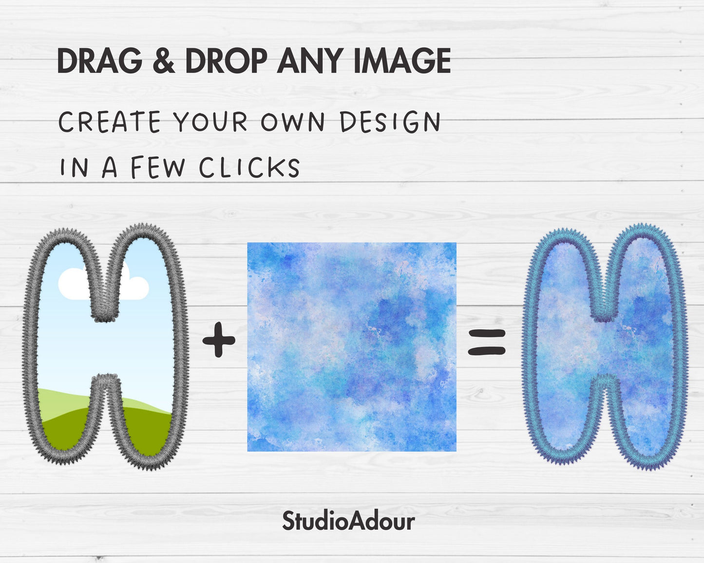 Digital Stitch Canva Alphabet PNG, Faux Embroidery Applique Letters, Bubble Letters Canva Frames, Drag and Drop, Canva Alphabet, Duotone