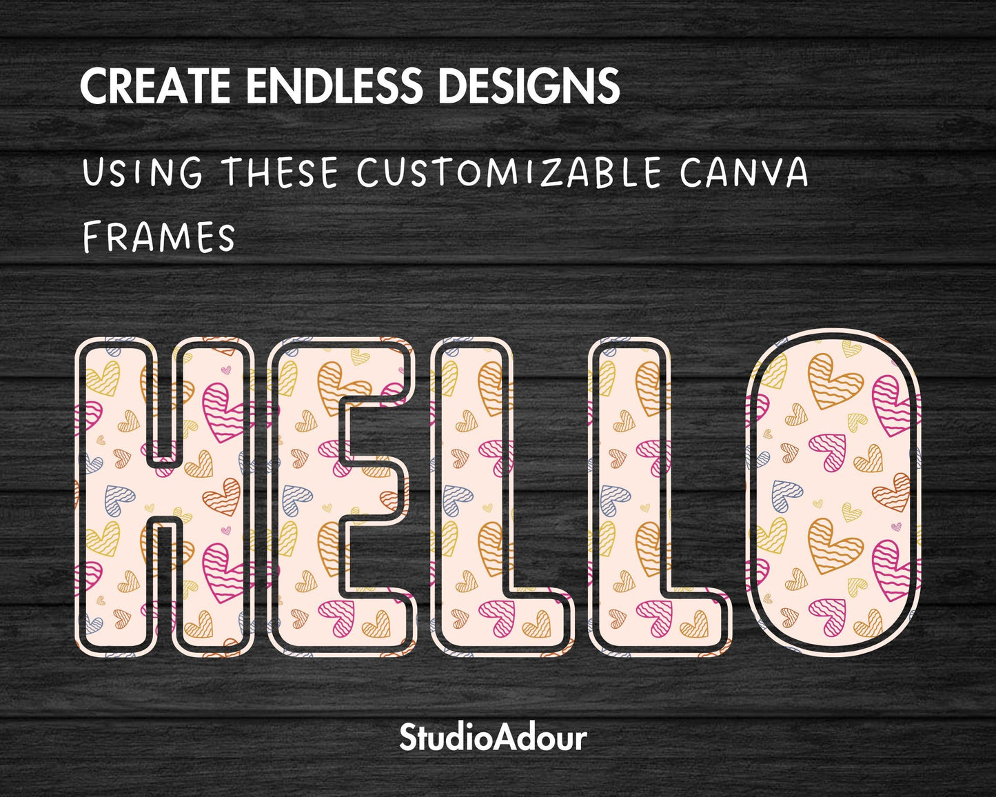 Design Your Own Uppercase Letters & Numbers Canva Frames, Doodle Alphabet Canva Template, Easy Drag and Drop, Sublimation Design Letters PNG