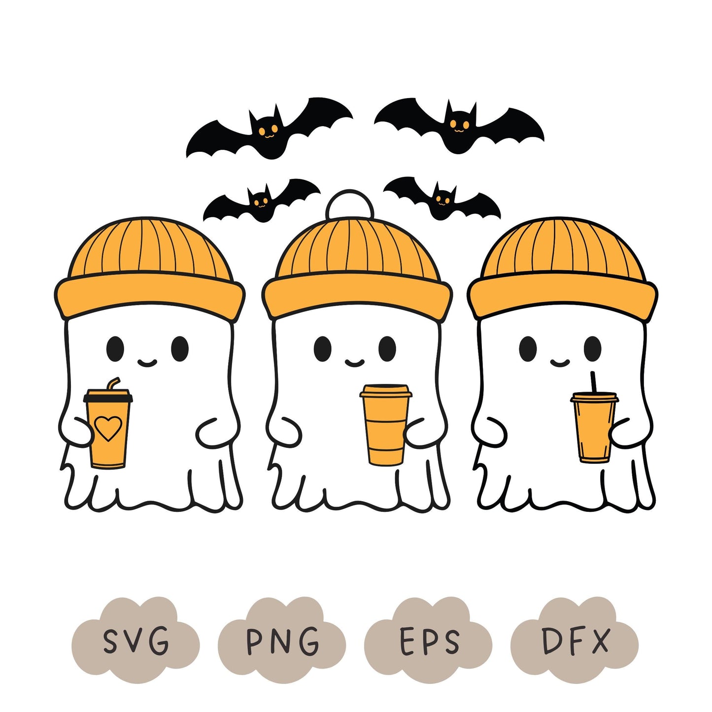 Halloween Ghost Svg, Cute Ghost PNG, Halloween Svg, Halloween Shirt, Halloween Design, Ghost Drinking Coffee, Sublimation Design, Spooky SVG