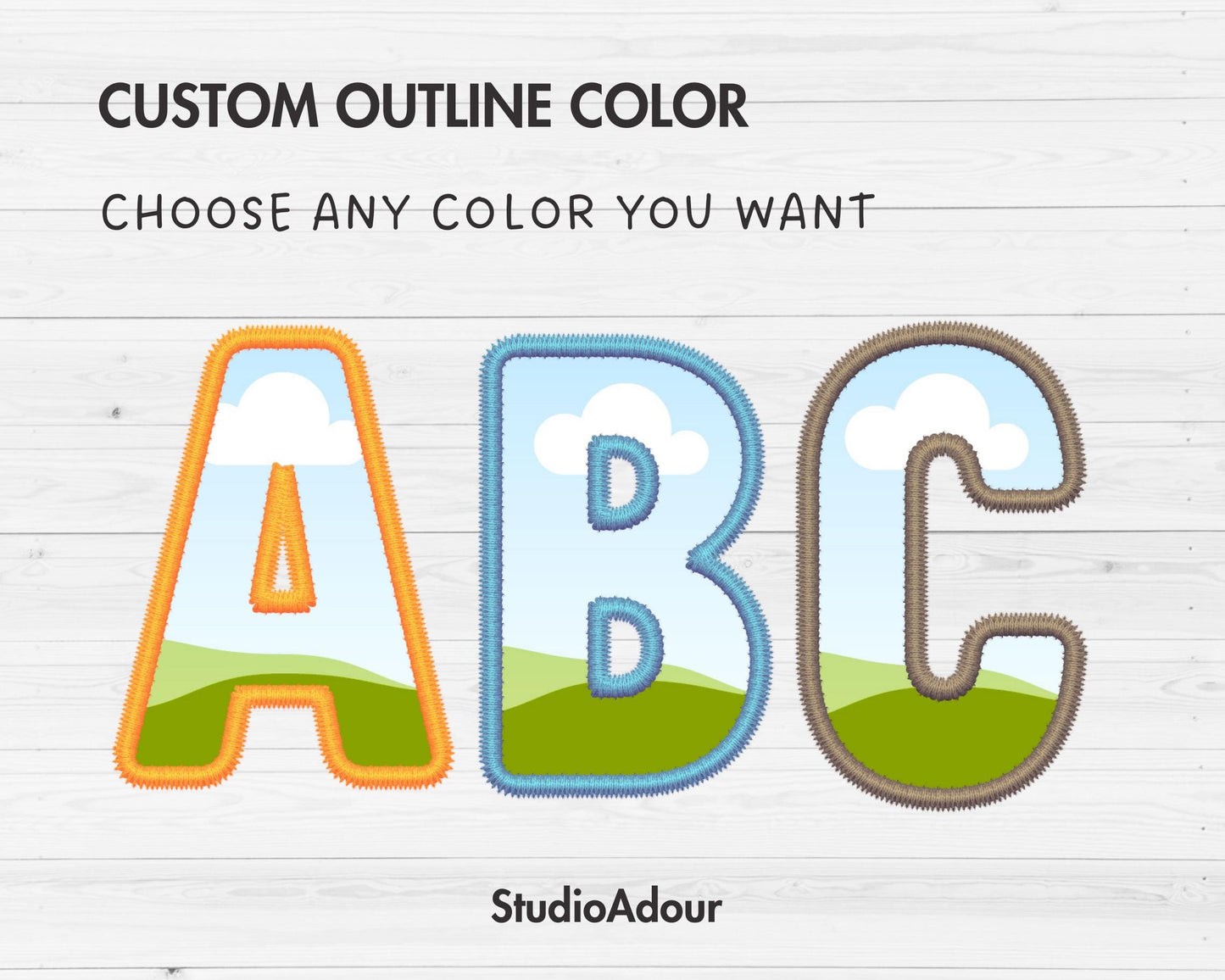 Digital Stitch Canva Alphabet PNG, Faux Embroidery Applique Letters , Canva Frames Bundle, Drag and Drop, DIY Canva Alphabet, Duotone