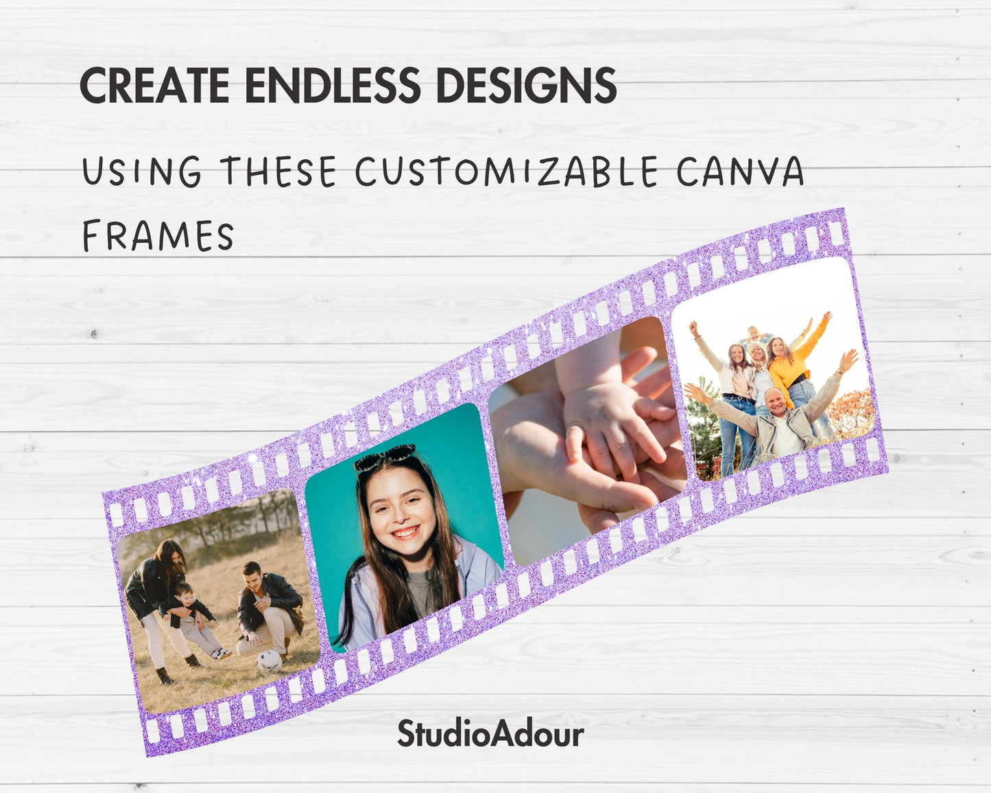 Design Your Own Photo Strip Film Canva Frames, Picture Frame Canva Templates, Drag and Drop Photo, Editable Image Collage, Retro Photo Booth