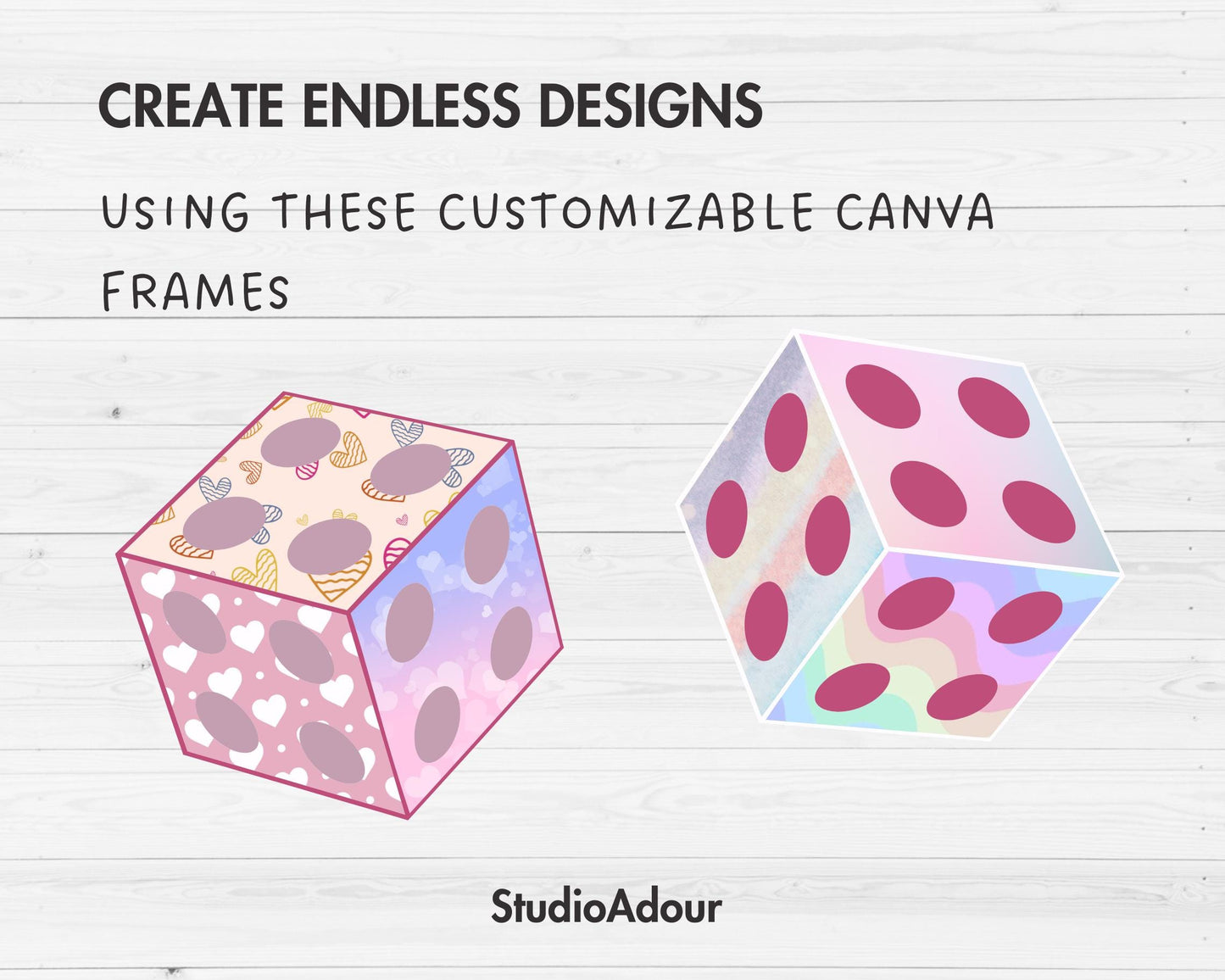 Design Your Own Cube Canva Frames, 3D Cube Canva Template, Geometric Canva Frames, Square Outline, Block Shapes, 3D Box, Sublimation Design