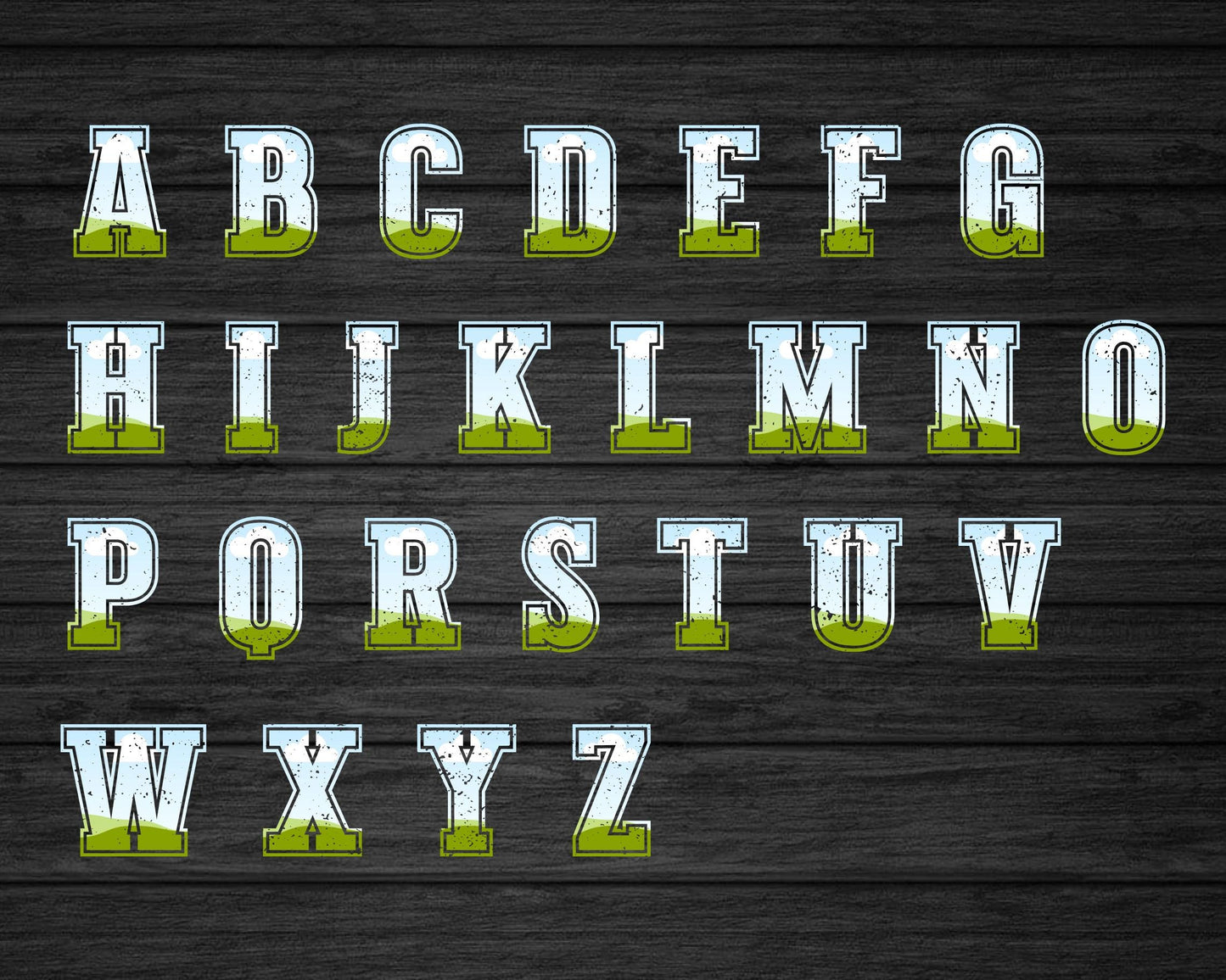 Design Your Own Varsity Distressed Alphabet on Canva, Canva Frames Bundle, Drag and Drop, Editable Grunge College Letters, Canva Template