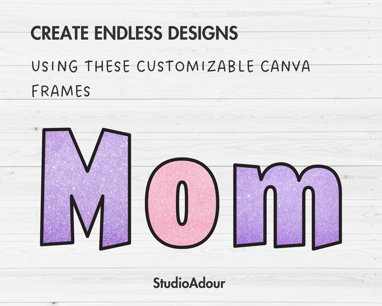 Design Your Own Doodle Letters on Canva, Drag and Drop, Uppercase & Lowercase Canva Alphabet Template, Letters PNG, Canva Frames Bundle