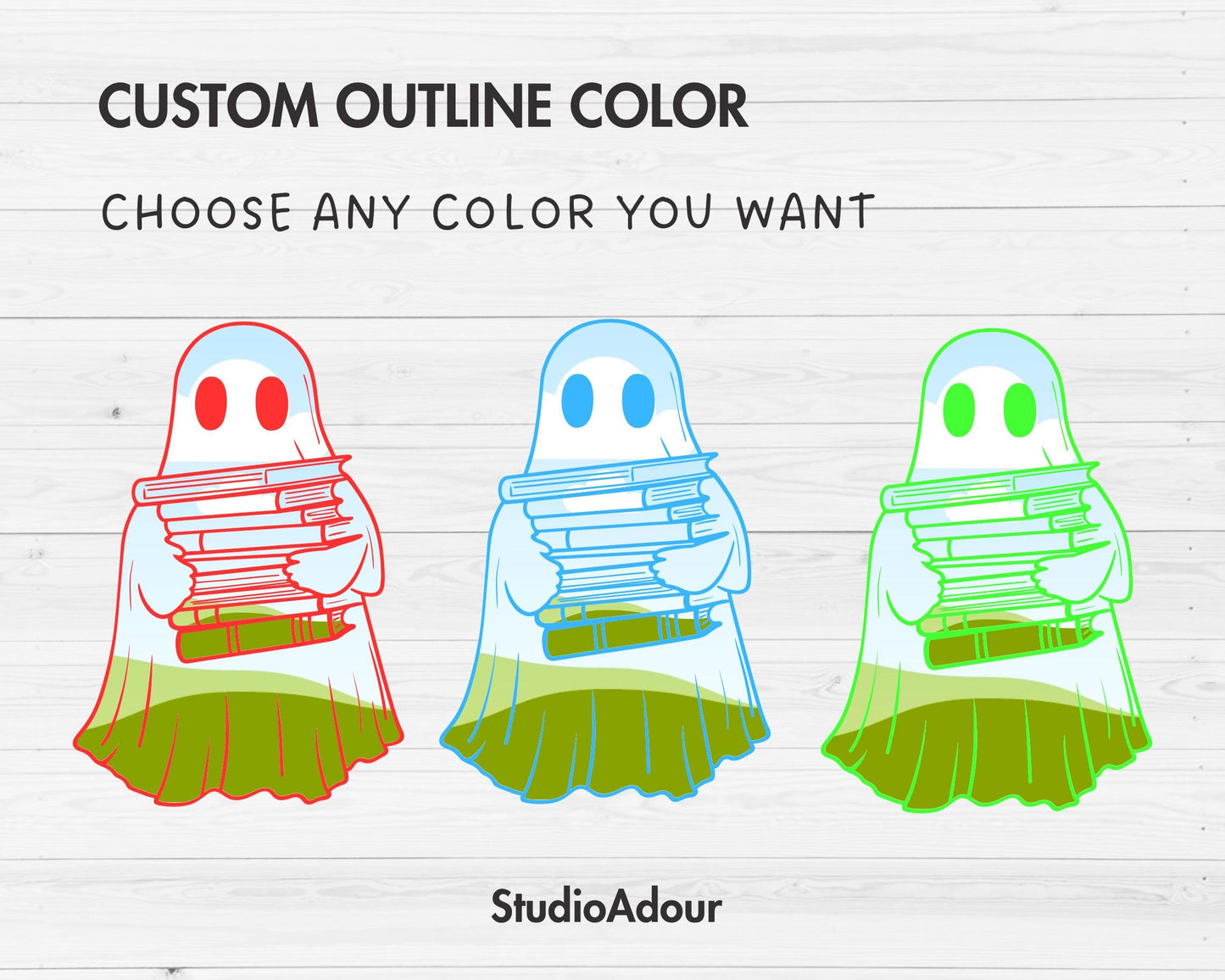 Design Your Own Retro Ghost, Ghost Reading Book Canva Template, Drag and Drop, Spooky Season, Halloween Canva Frames, Book Lover Ghost