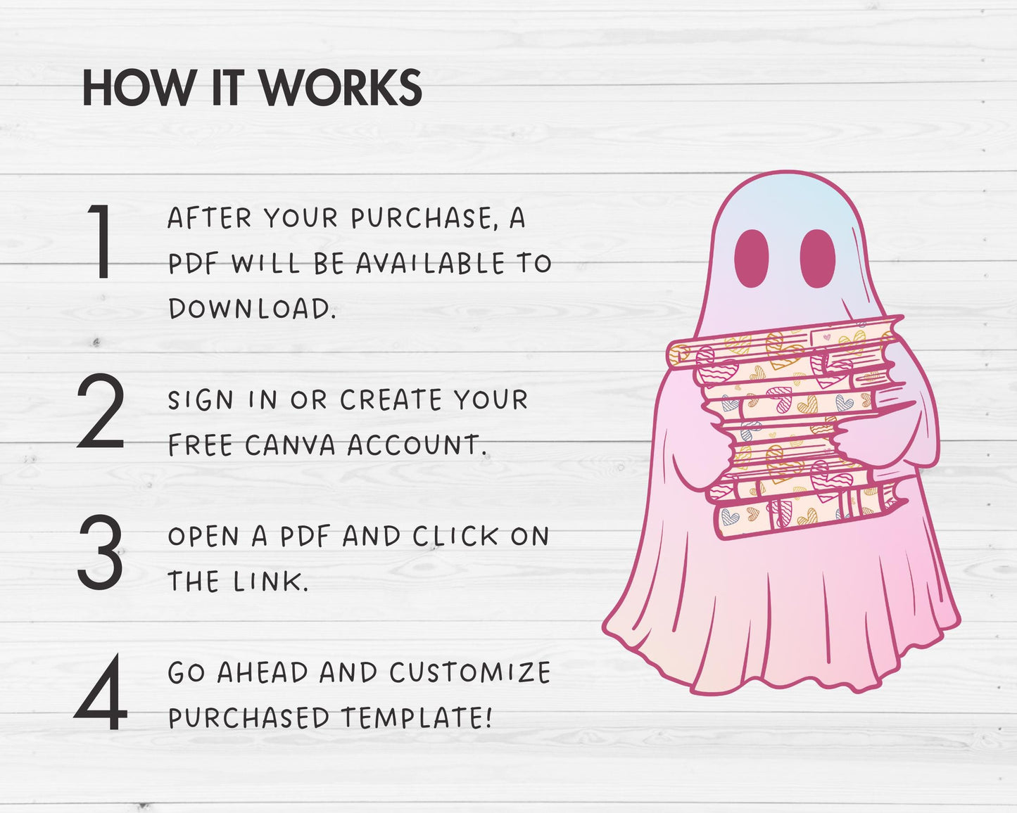 Design Your Own Retro Ghost, Ghost Reading Book Canva Template, Drag and Drop, Spooky Season, Halloween Canva Frames, Book Lover Ghost