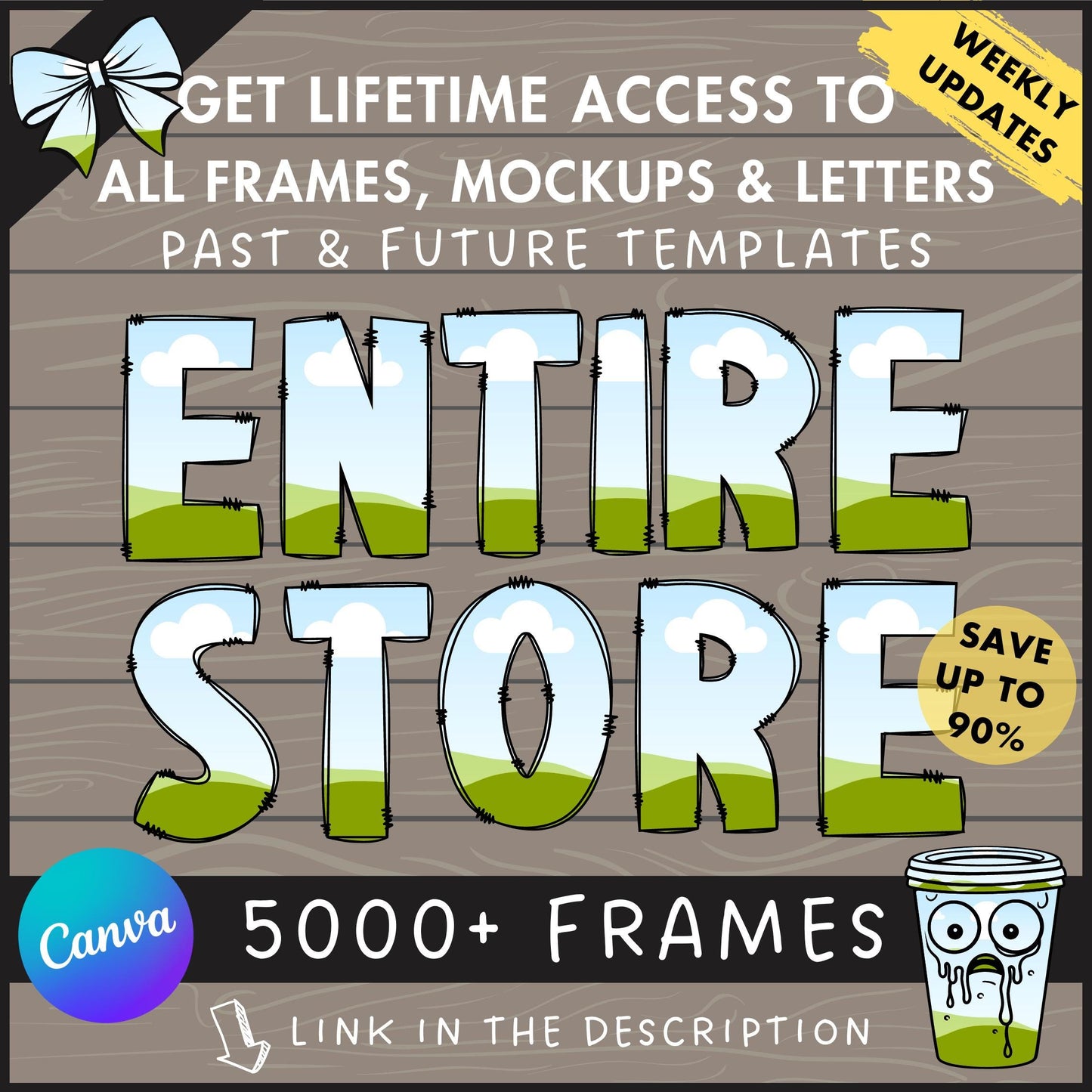 Design Your Own Doodle Letters on Canva, Doodle Alphabet Canva, Drag and Drop, Lowercase & Uppercase Canva Letters, Canva Frames Bundle #80